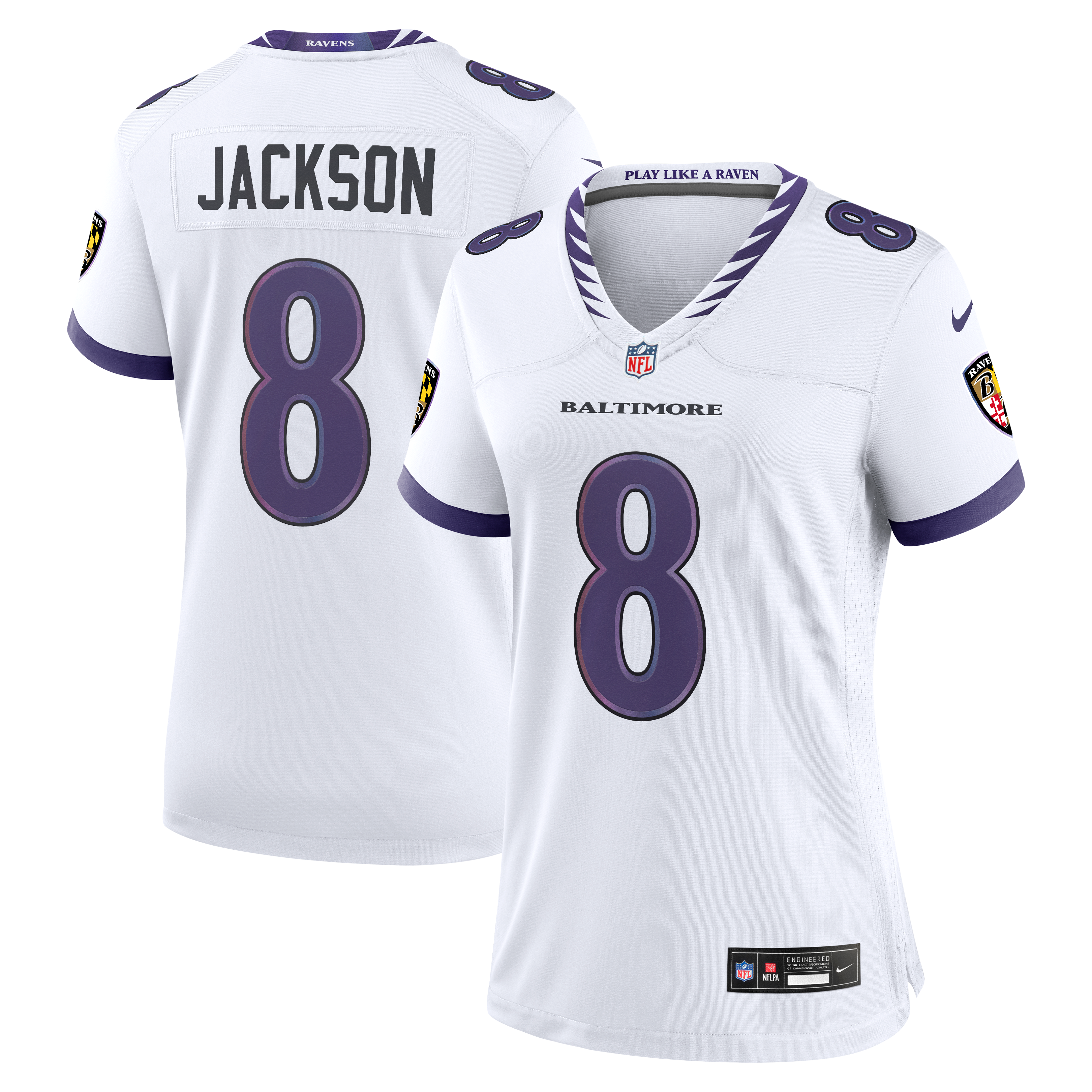 Women's Baltimore Ravens Lamar Jackson Nike White Game Jersey