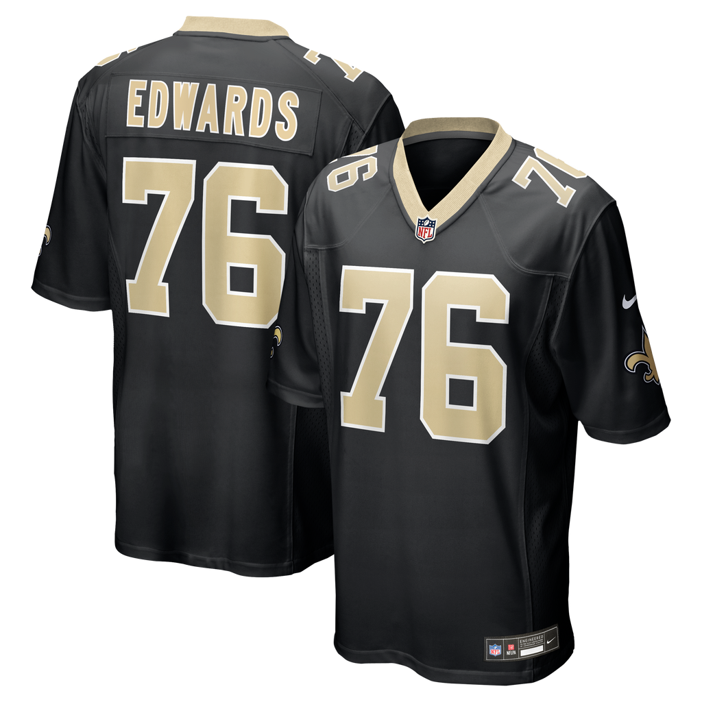 Men's New Orleans Saints David Edwards Nike Black Team Game Jersey