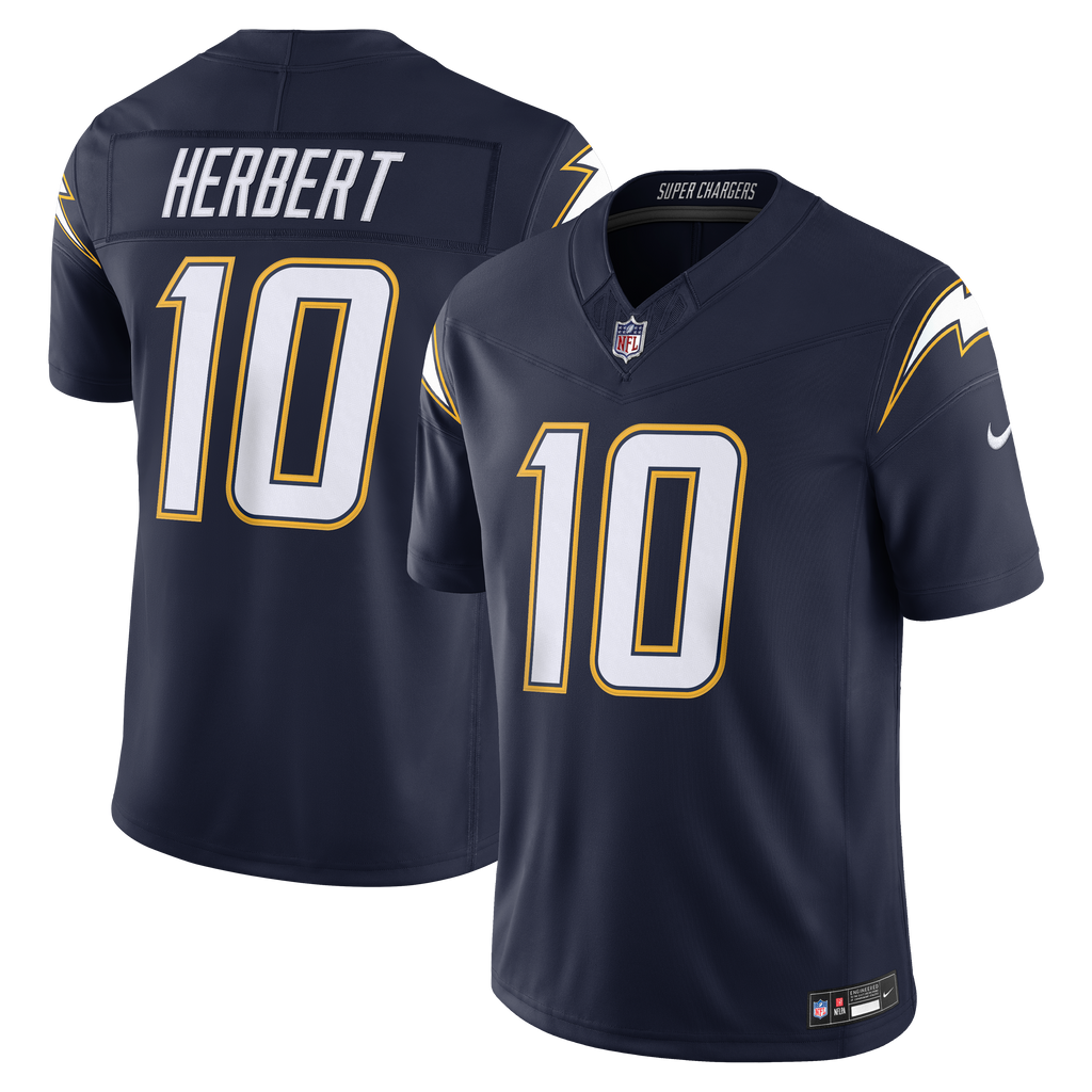 Men's Los Angeles Chargers Justin Herbert Nike Navy Alternate Super Chargers Vapor Fuse Stitched Limited Jersey