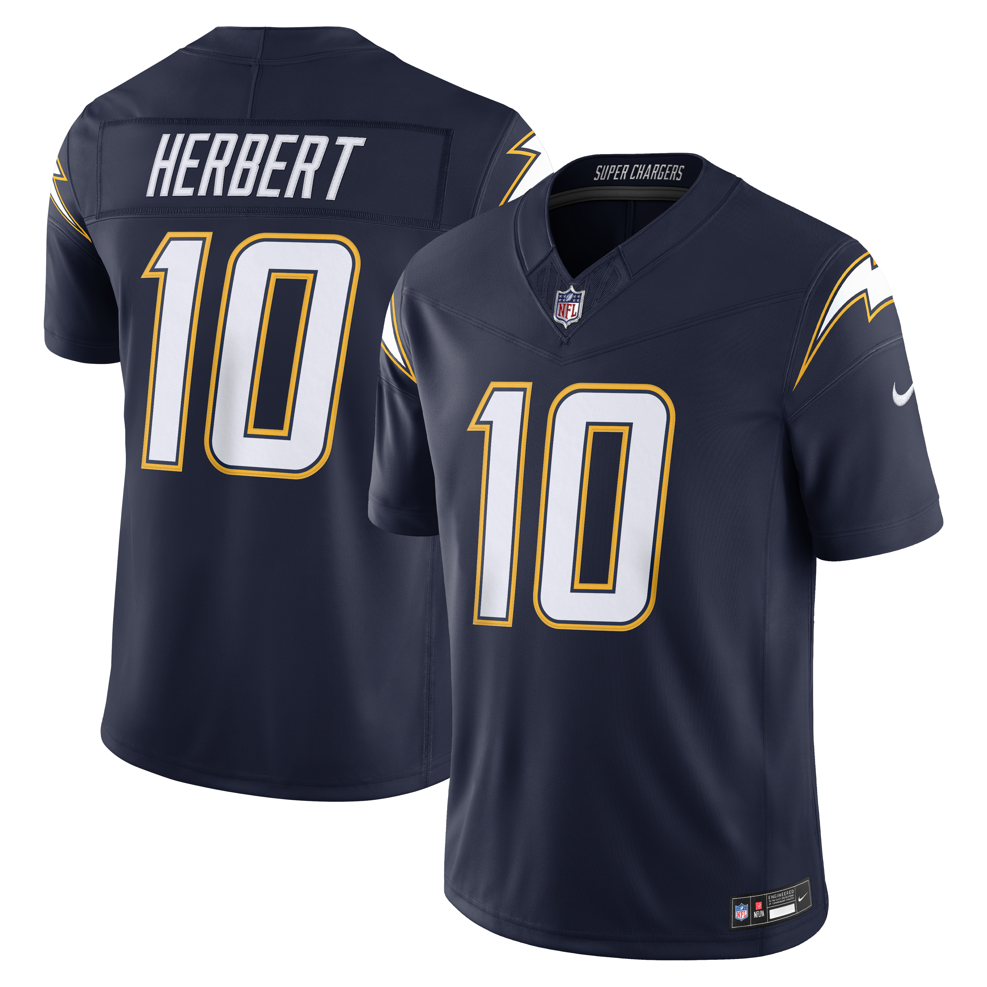 Men's Los Angeles Chargers Justin Herbert Nike Navy Alternate Super Chargers Vapor Fuse Stitched Limited Jersey