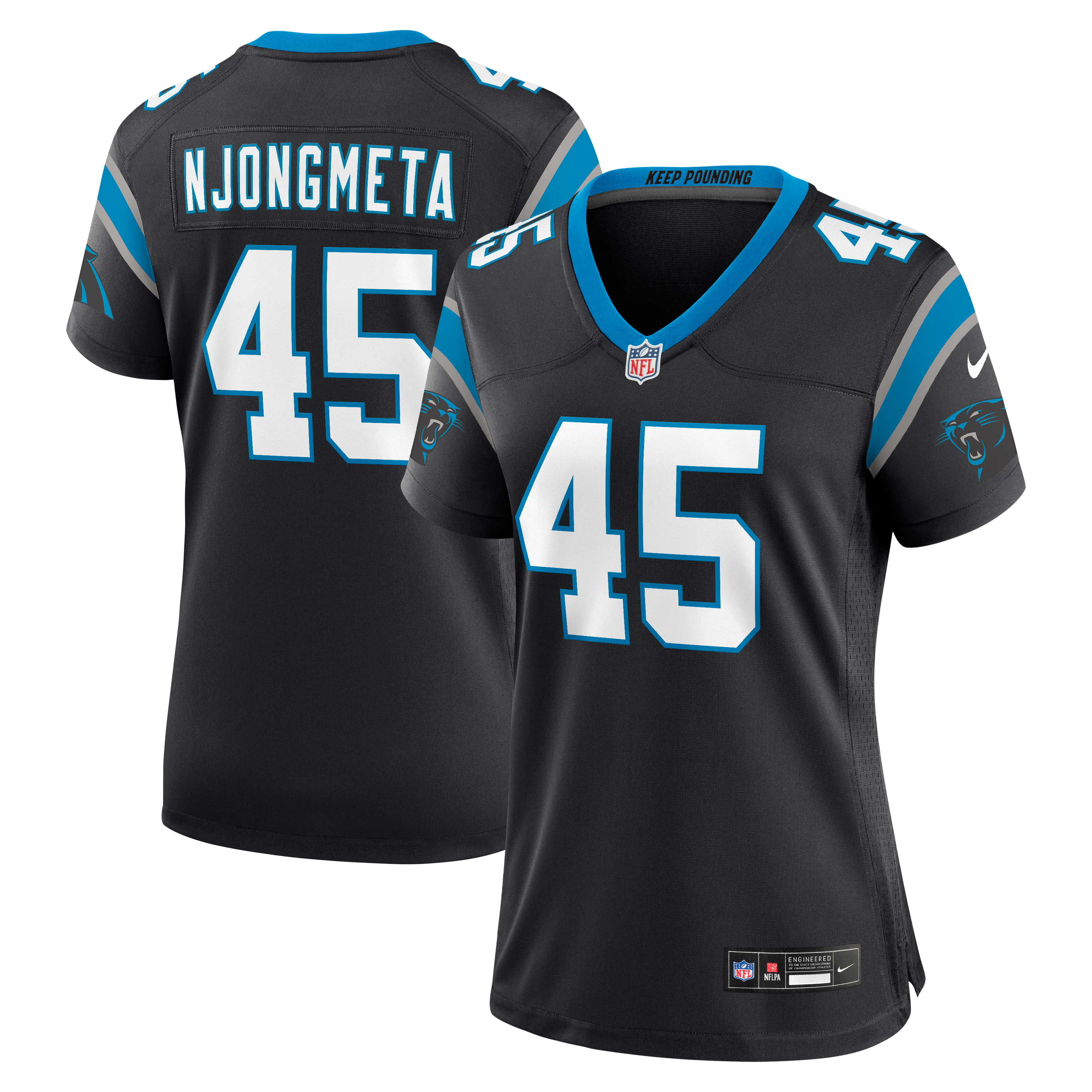 Women's Carolina Panthers Maema Njongmeta Nike Black Team Game Jersey
