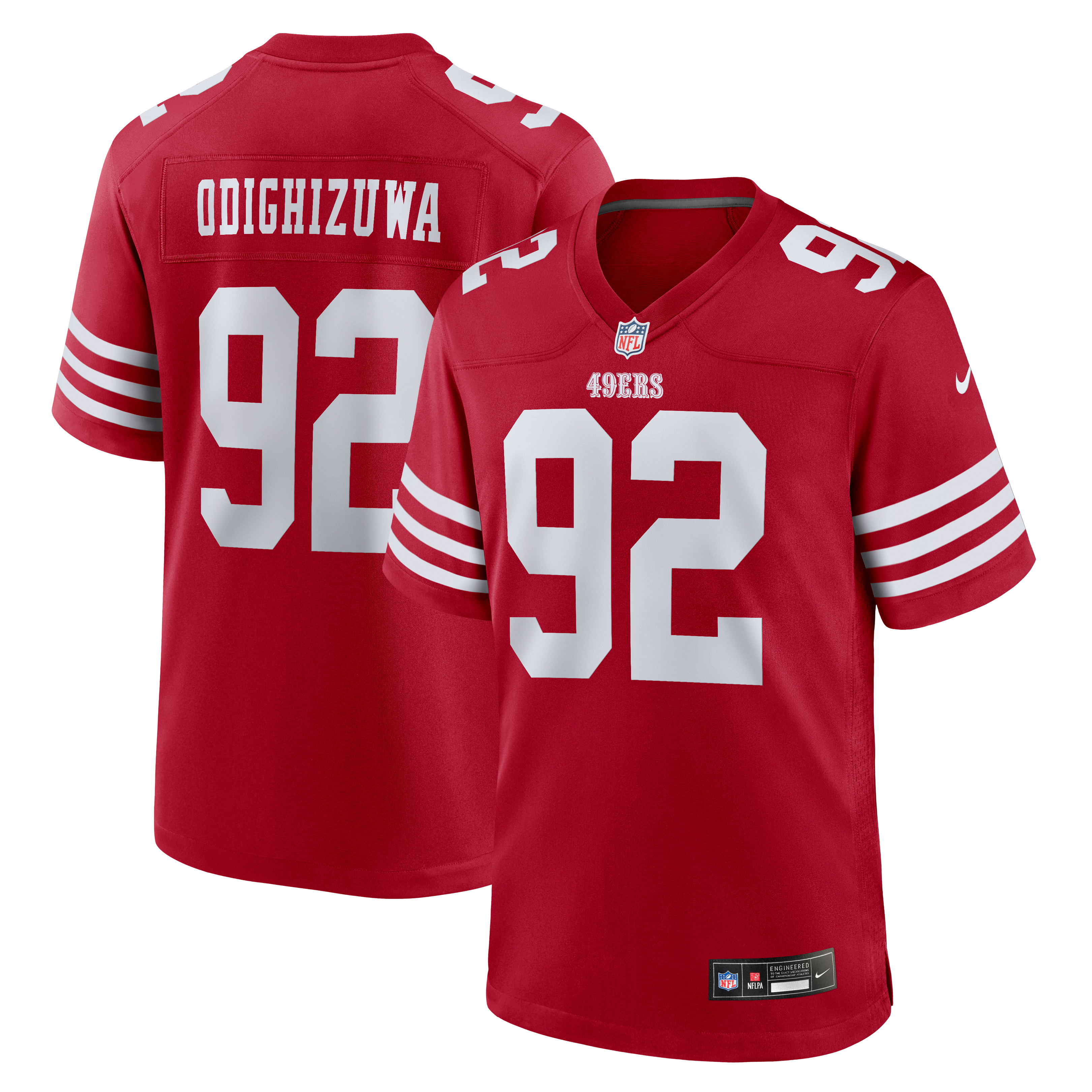Men's San Francisco 49Ers Osa Odighizuwa Nike Scarlet Team Game Jersey