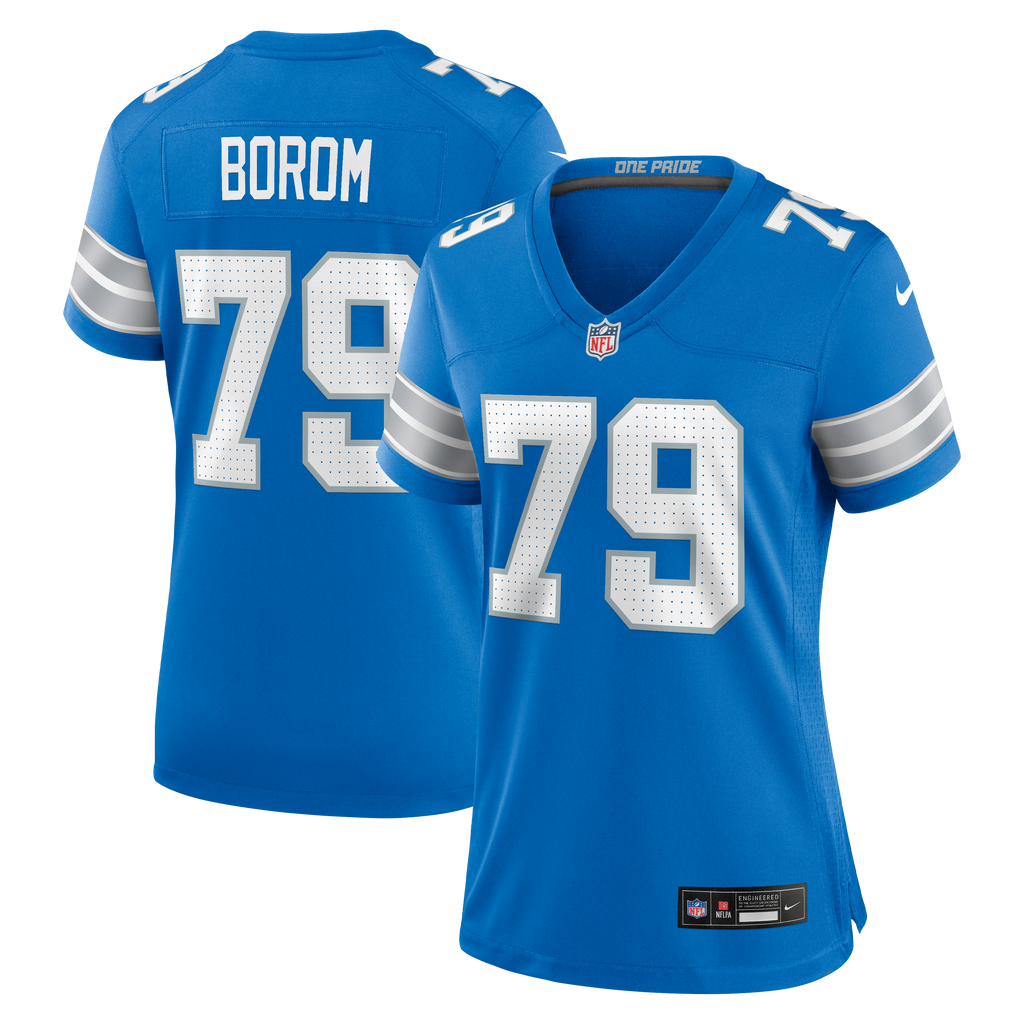 Women's Detroit Lions Larry Borom Nike Blue Team Game Jersey