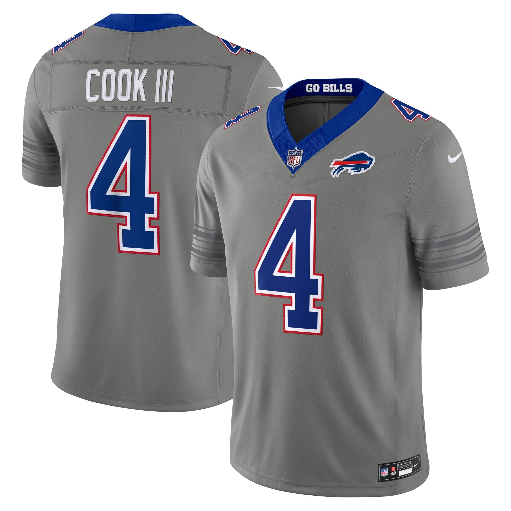 Men's Buffalo Bills James Cook Iii Nike Gray Nickel City Vapor Fuse Stitched Limited Jersey