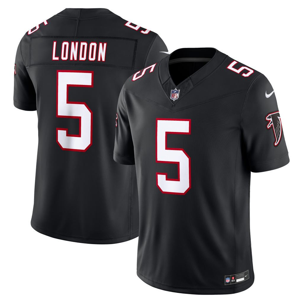 Men's Atlanta Falcons Drake London Nike Black Alternate Throwback Vapor Fuse Stitched Limited Jersey