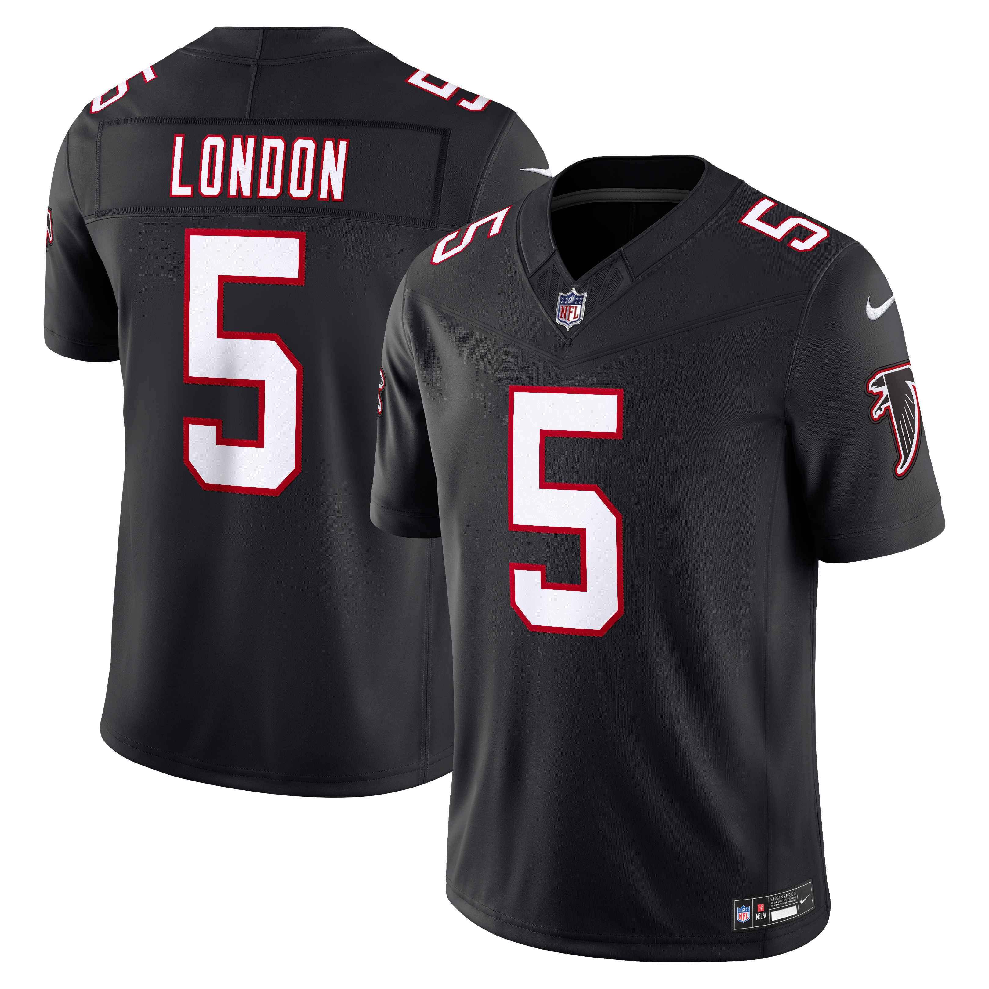 Men's Atlanta Falcons Drake London Nike Black Alternate Throwback Vapor Fuse Stitched Limited Jersey