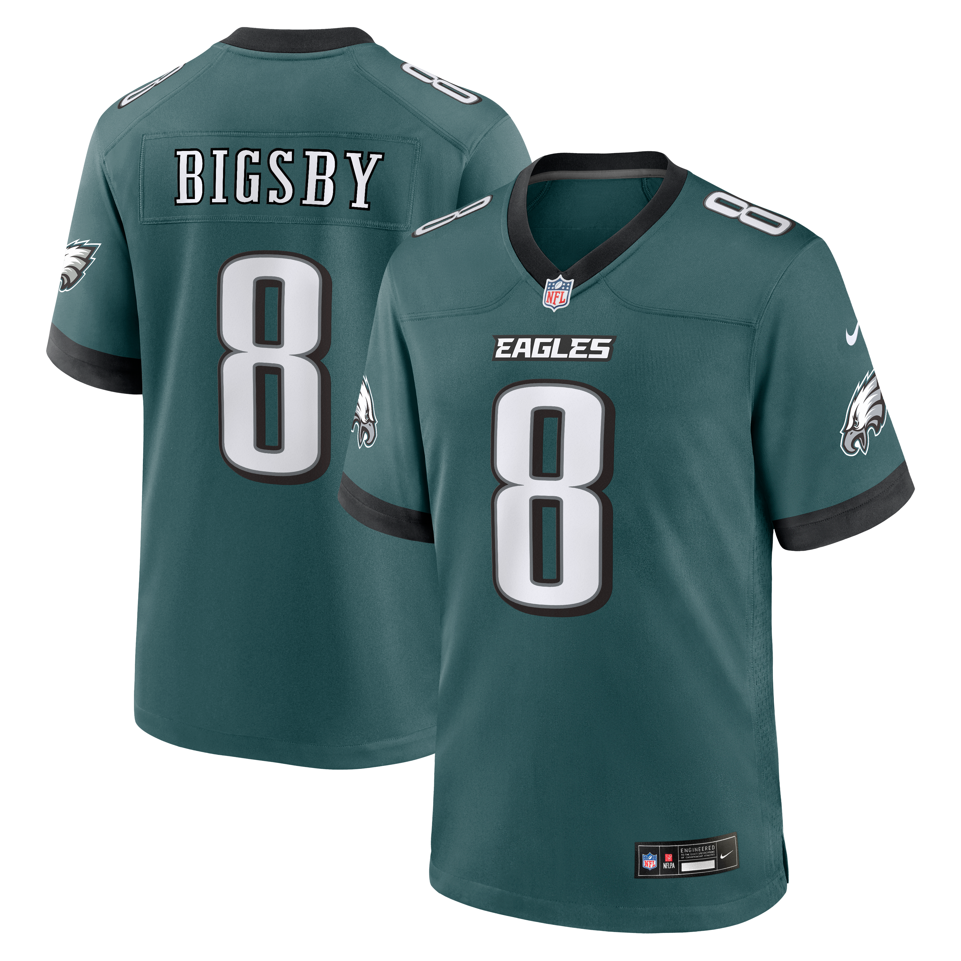 Men's Philadelphia Eagles Tank Bigsby Nike Midnight Green Team Game Jersey
