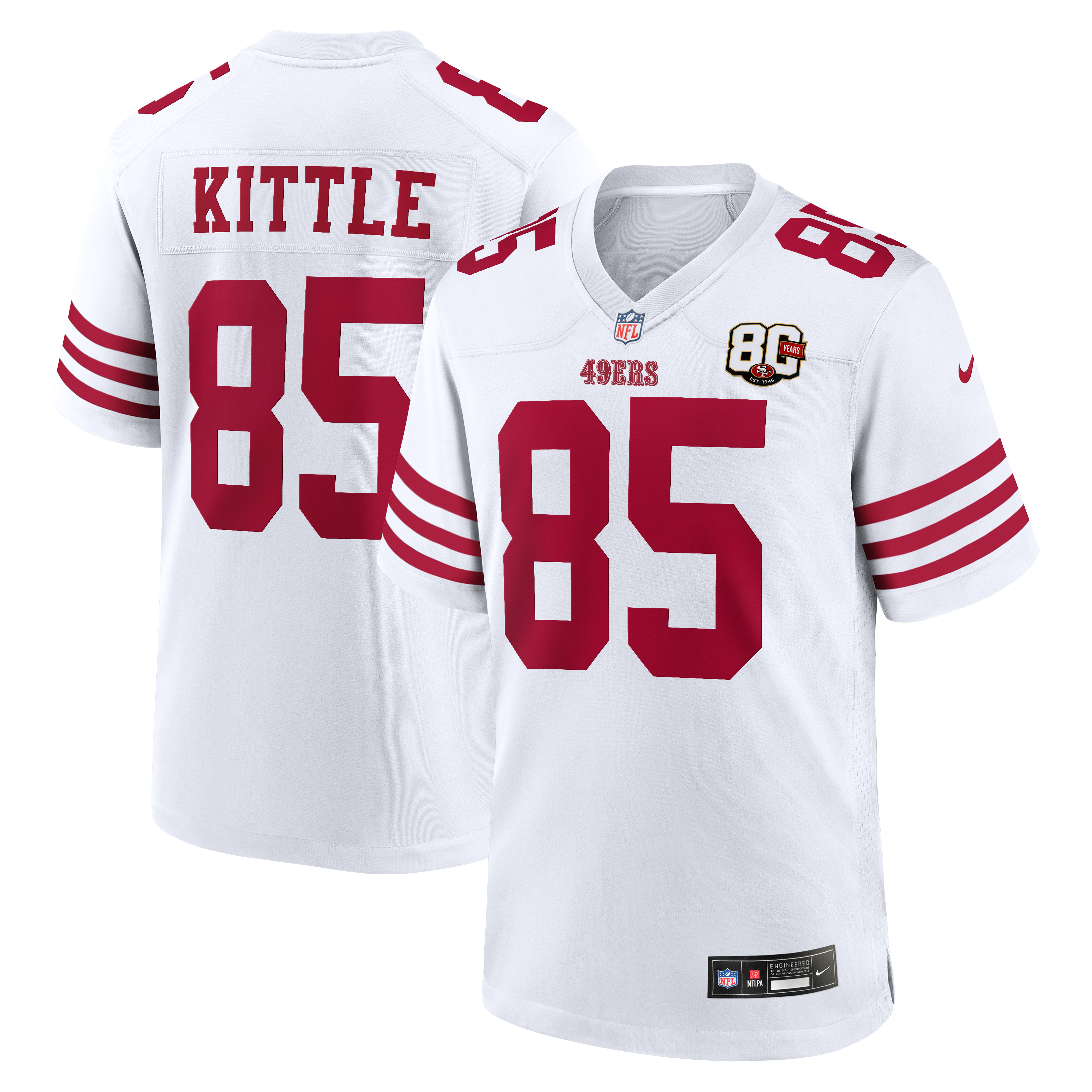 Men's San Francisco 49Ers George Kittle Nike White 80Th Anniversary Game Jersey
