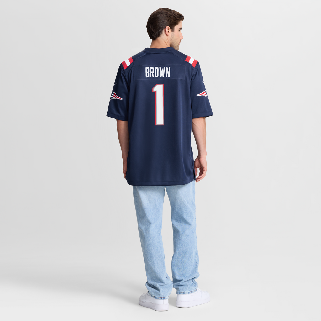 Men's New England Patriots Aj Brown Nike Navy Team Game Jersey