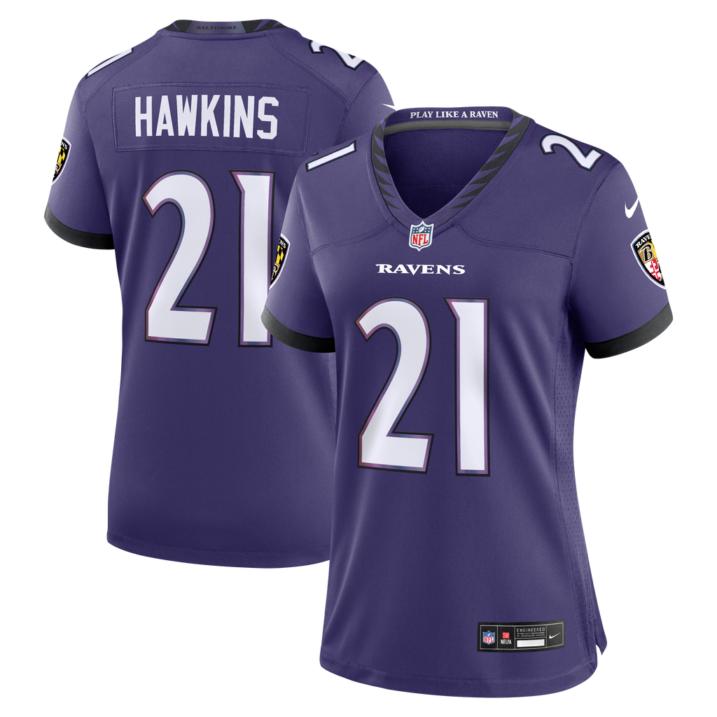 Women's Baltimore Ravens Jaylinn Hawkins Nike Purple Team Game Jersey