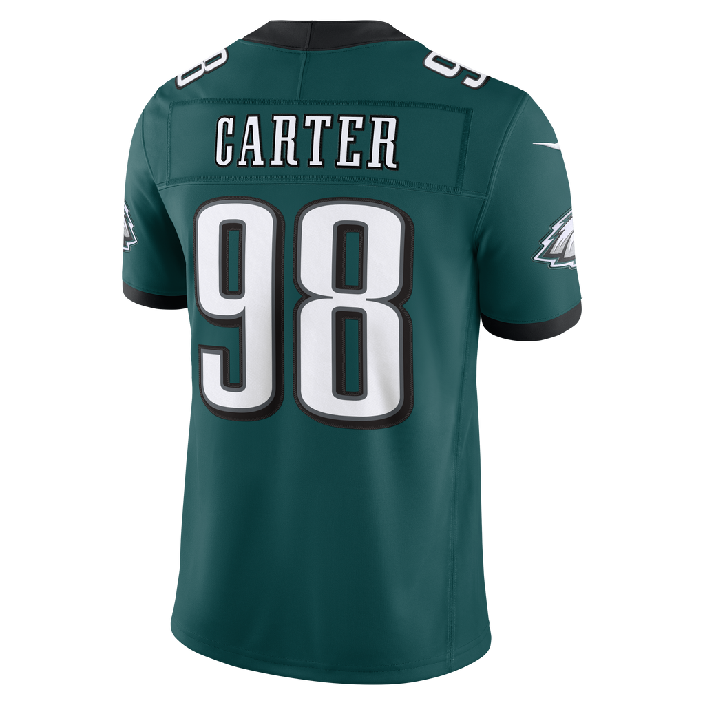 Men's Philadelphia Eagles Jalen Carter Nike Midnight Green Team Vapor Fuse Stitched Limited Jersey