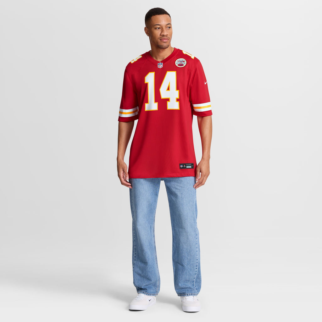 Men's Kansas City Chiefs Garrett Nussmeier Nike Red Game Jersey