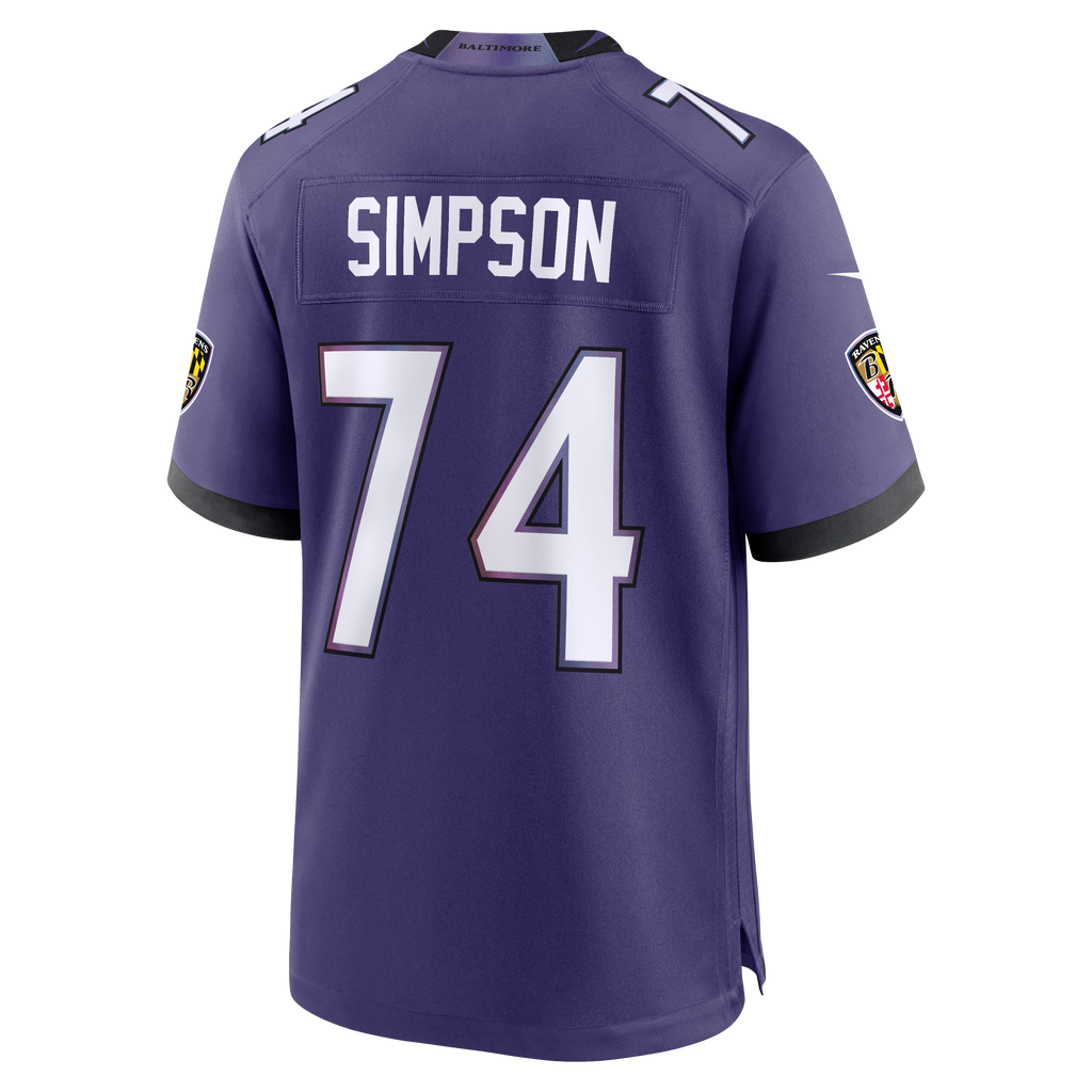 Men's Baltimore Ravens John Simpson Nike Purple Team Game Jersey