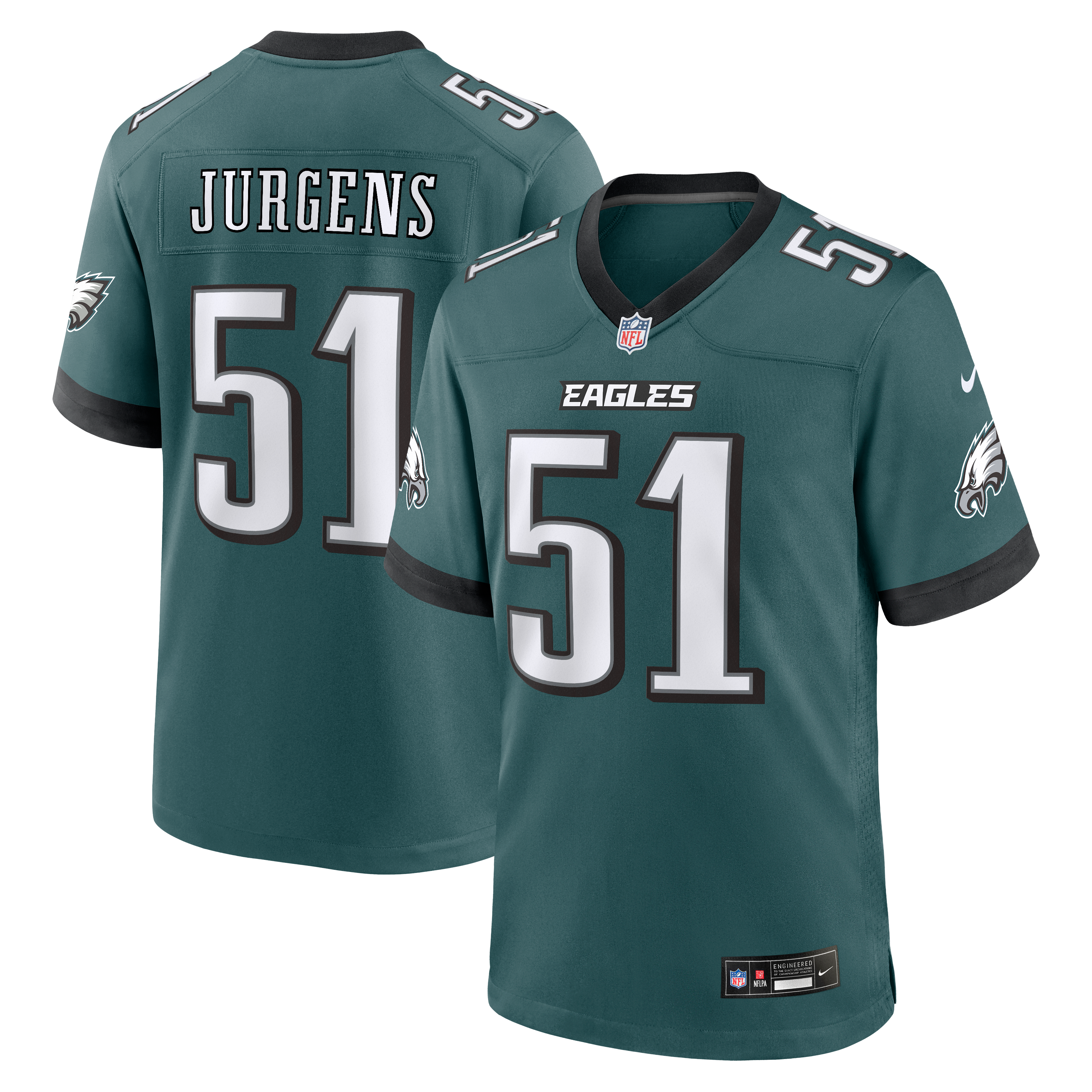 Men's Philadelphia Eagles Cam Jurgens Nike Midnight Green Team Game Jersey