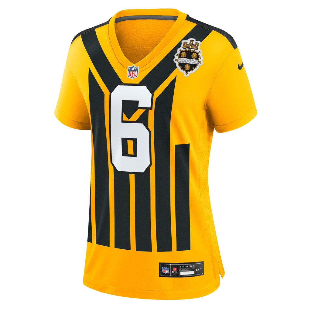 Women's Pittsburgh Steelers Patrick Queen Nike Gold Alternate 1933 Throwback Game Jersey