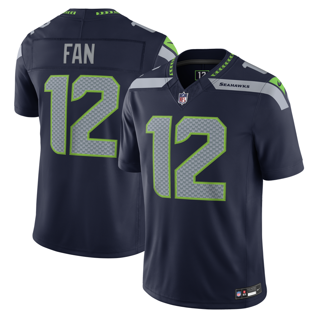 Men's Seattle Seahawks 12S Nike College Navy Team Vapor Fuse Stitched Limited Jersey