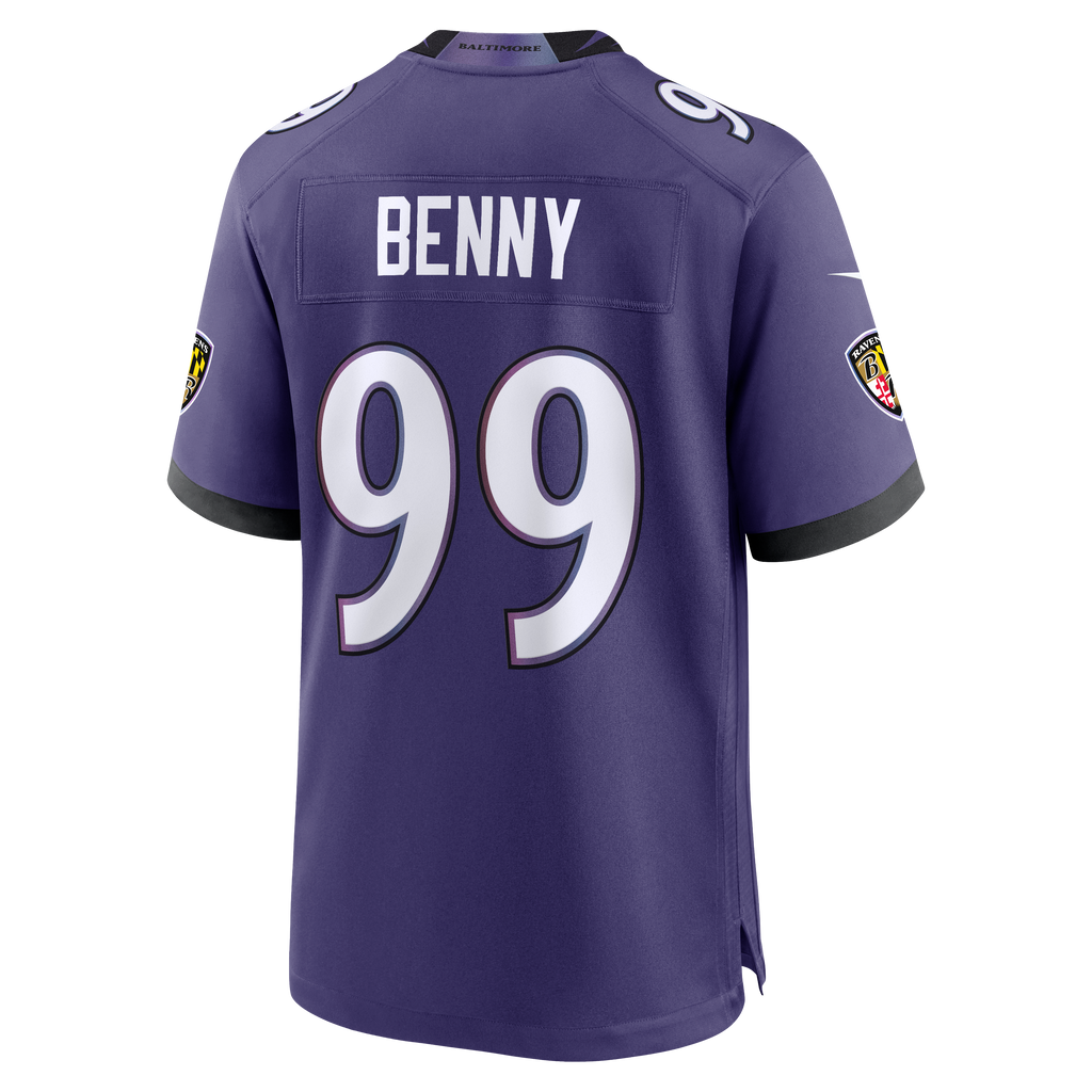 Men's Baltimore Ravens Rayshaun Benny Nike Purple Team Game Jersey