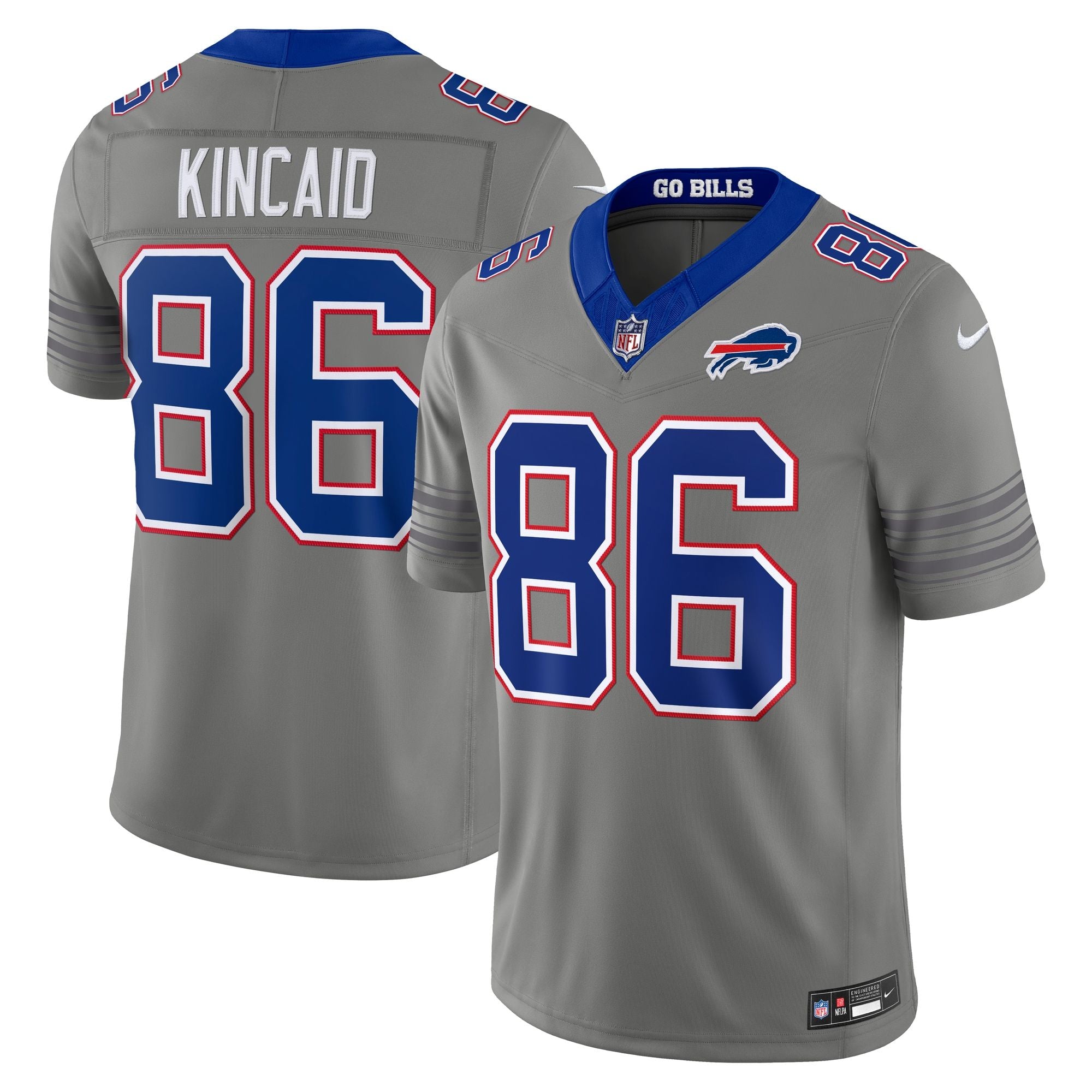 Men's Buffalo Bills Dalton Kincaid Nike Gray Nickel City Vapor Fuse Stitched Limited Jersey