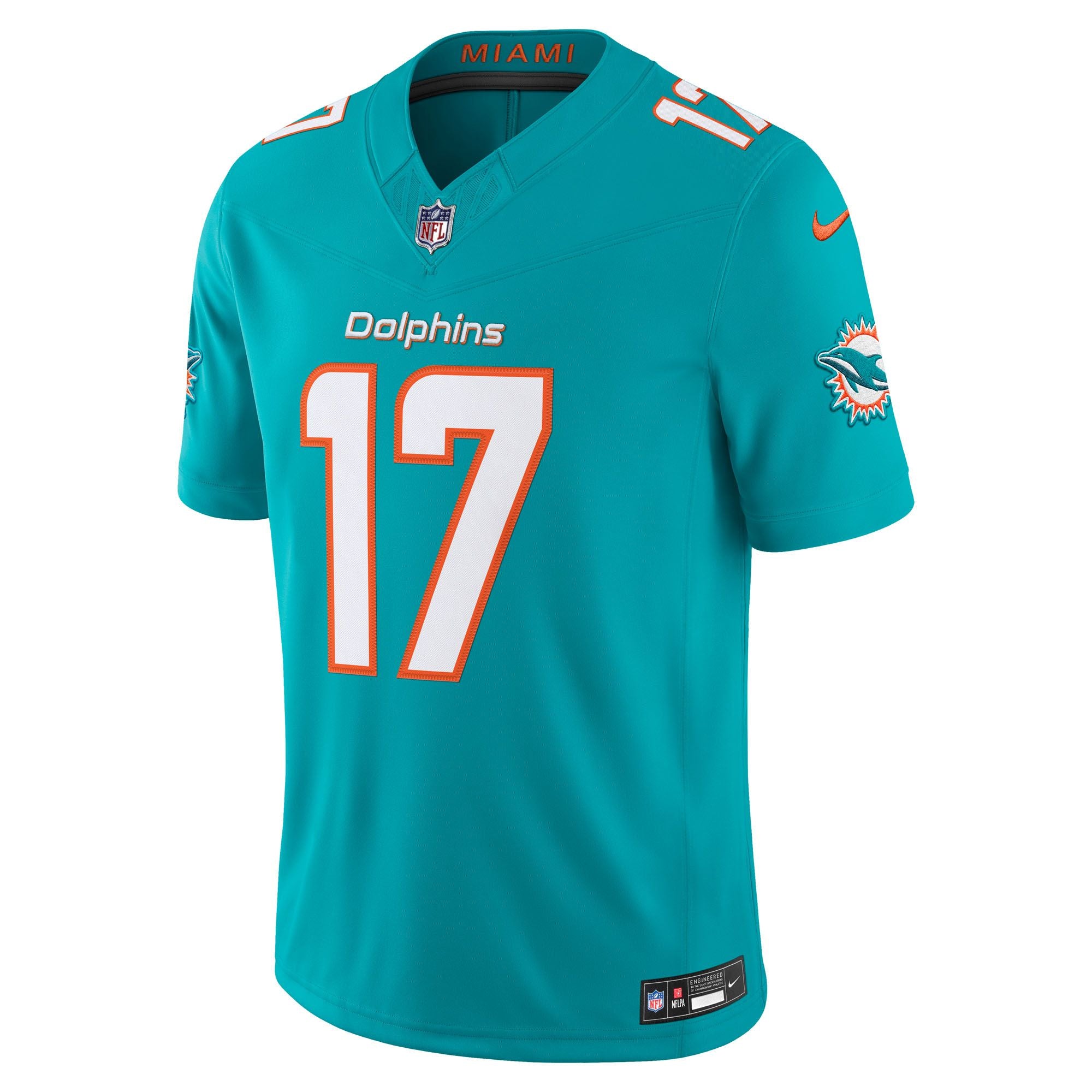 Men's Miami Dolphins Jaylen Waddle Nike Aqua Team Vapor Fuse Stitched Limited Jersey