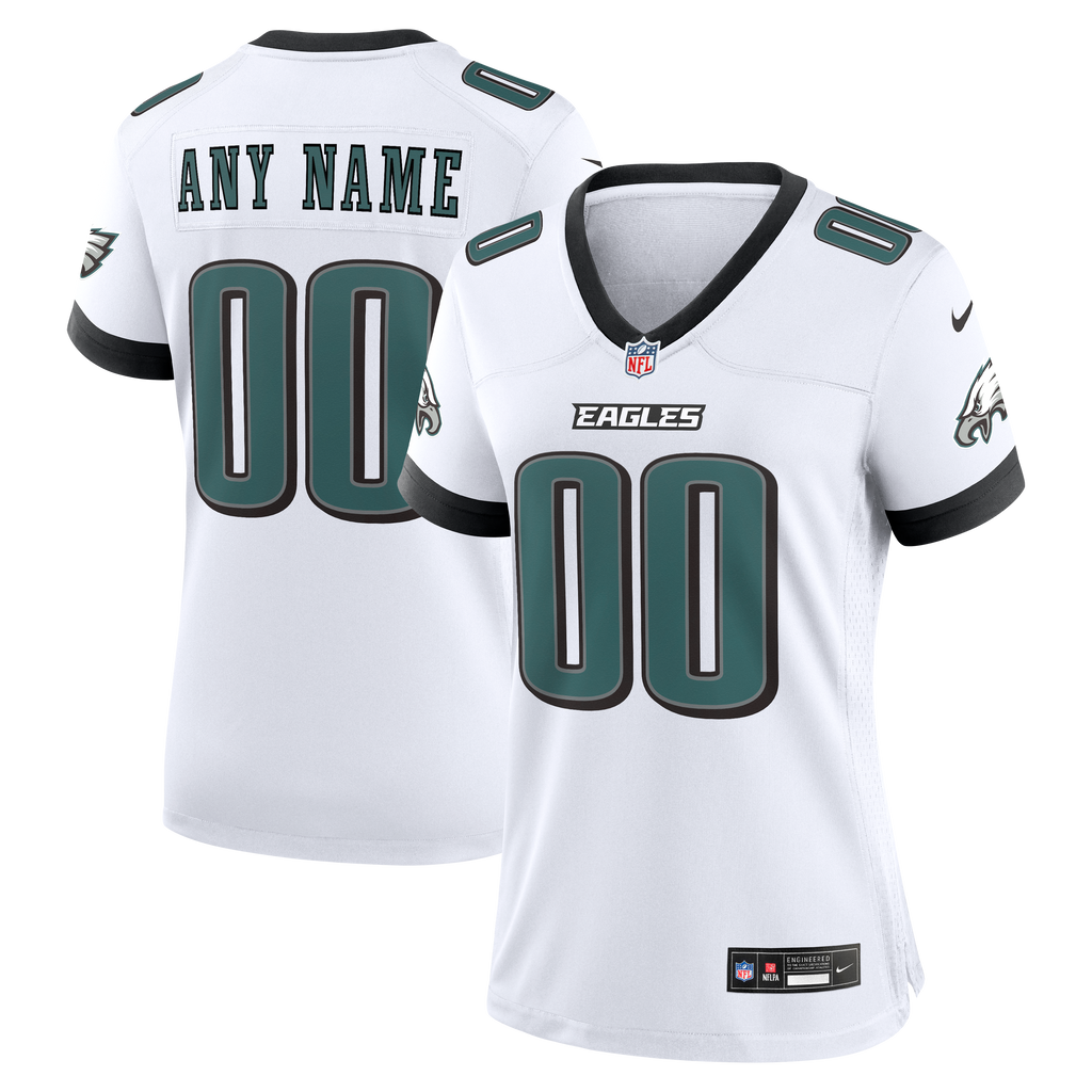 Women's Philadelphia Eagles Nike White Team Custom Game Jersey