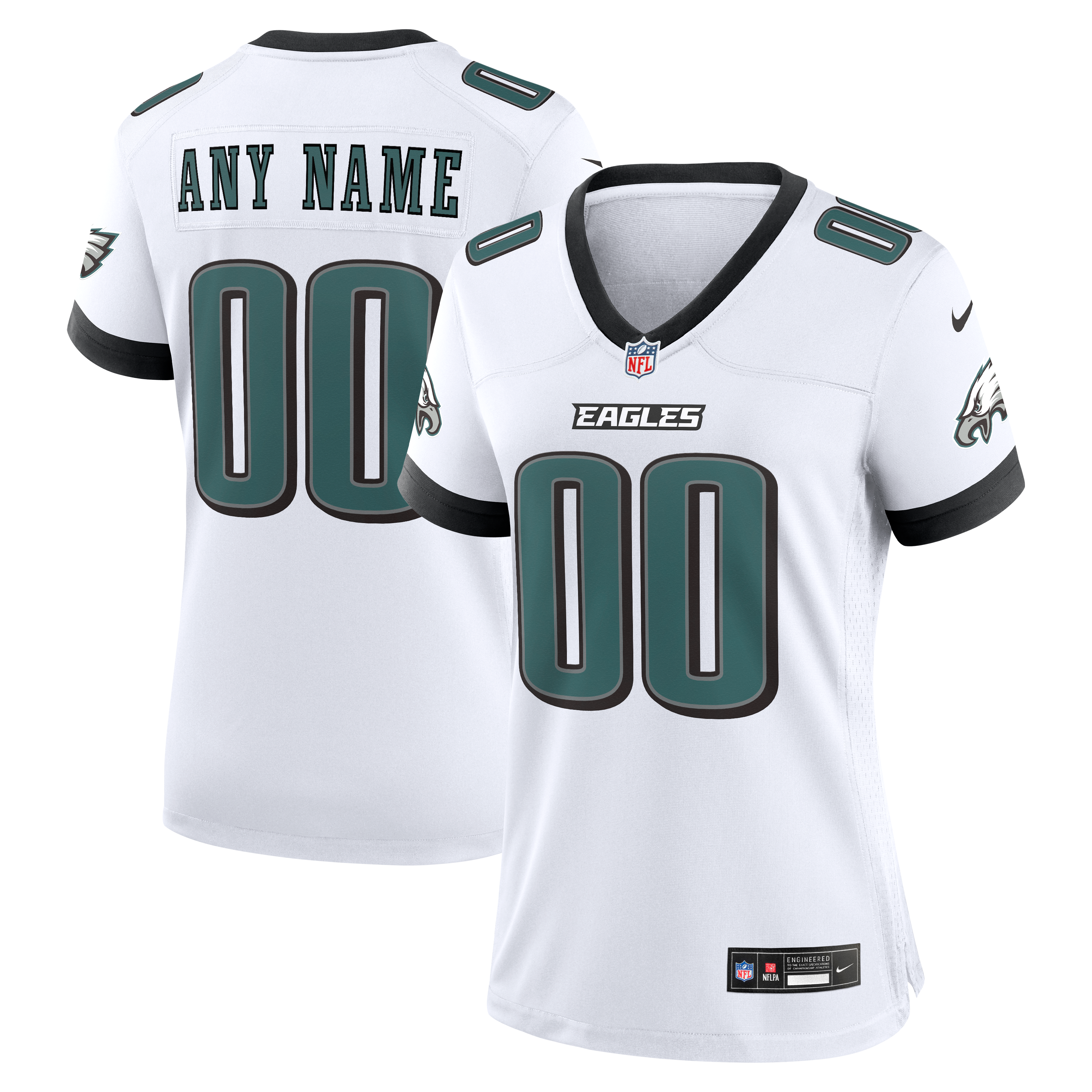 Women's Philadelphia Eagles Nike White Team Custom Game Jersey