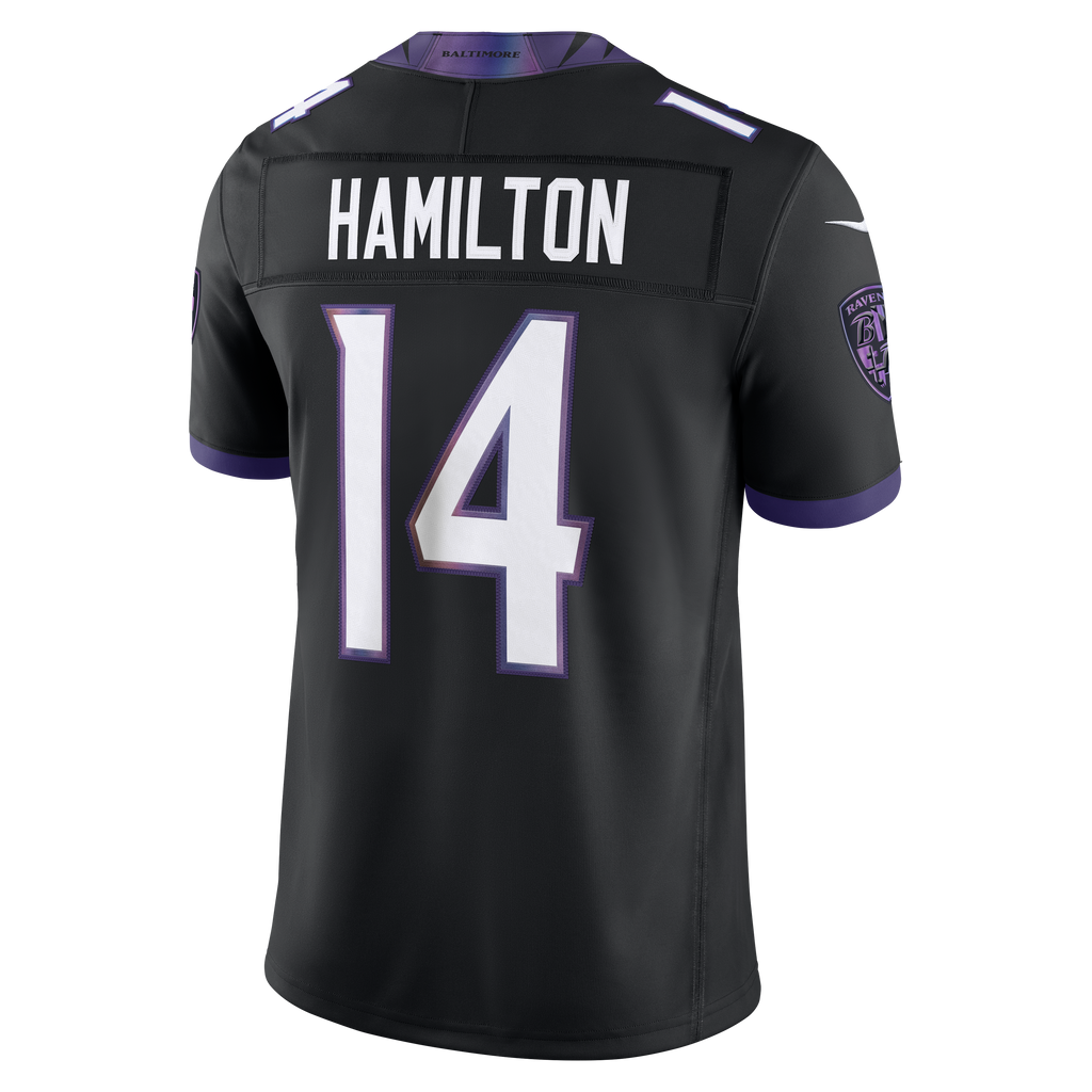 Men's Baltimore Ravens Kyle Hamilton Nike Black Alternate Vapor Fuse Stitched Limited Jersey