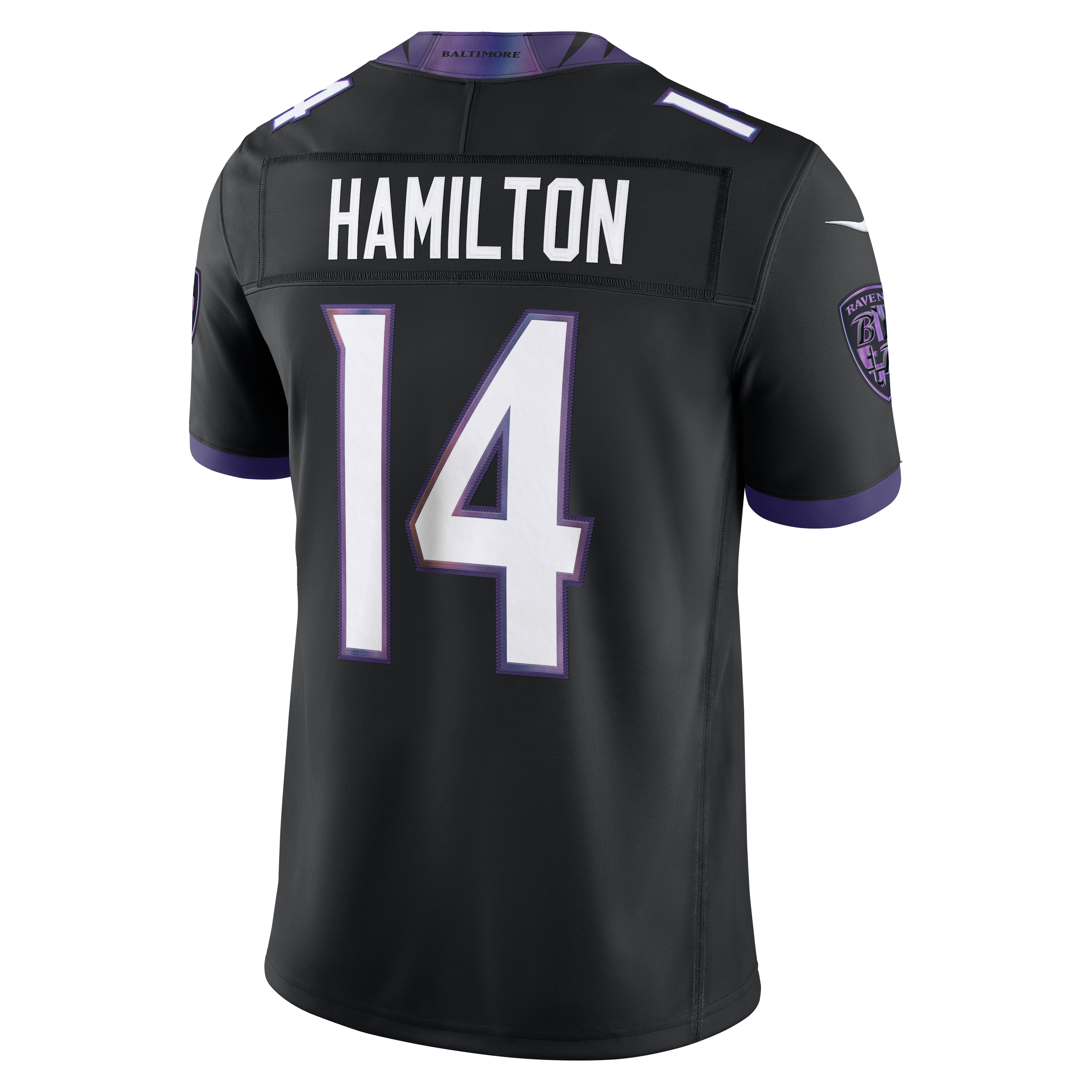 Men's Baltimore Ravens Kyle Hamilton Nike Black Alternate Vapor Fuse Stitched Limited Jersey