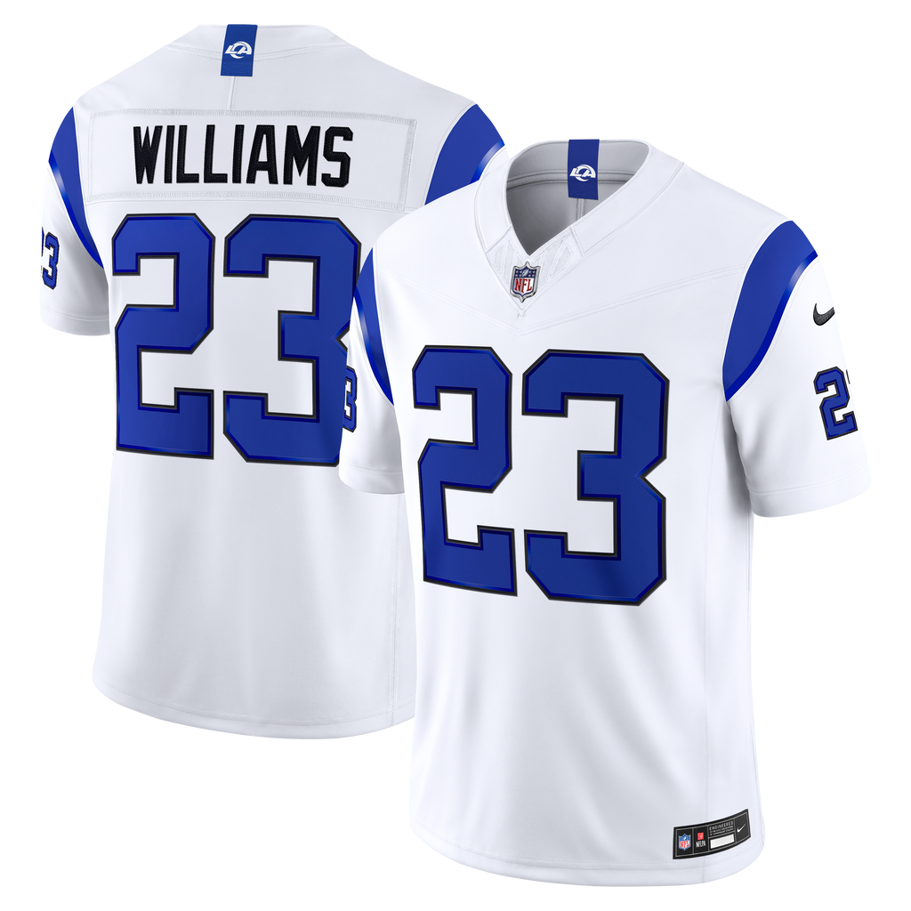 Men's Los Angeles Rams Kyren Williams Nike Fearsome White Vapor Fuse Stitched Limited Jersey
