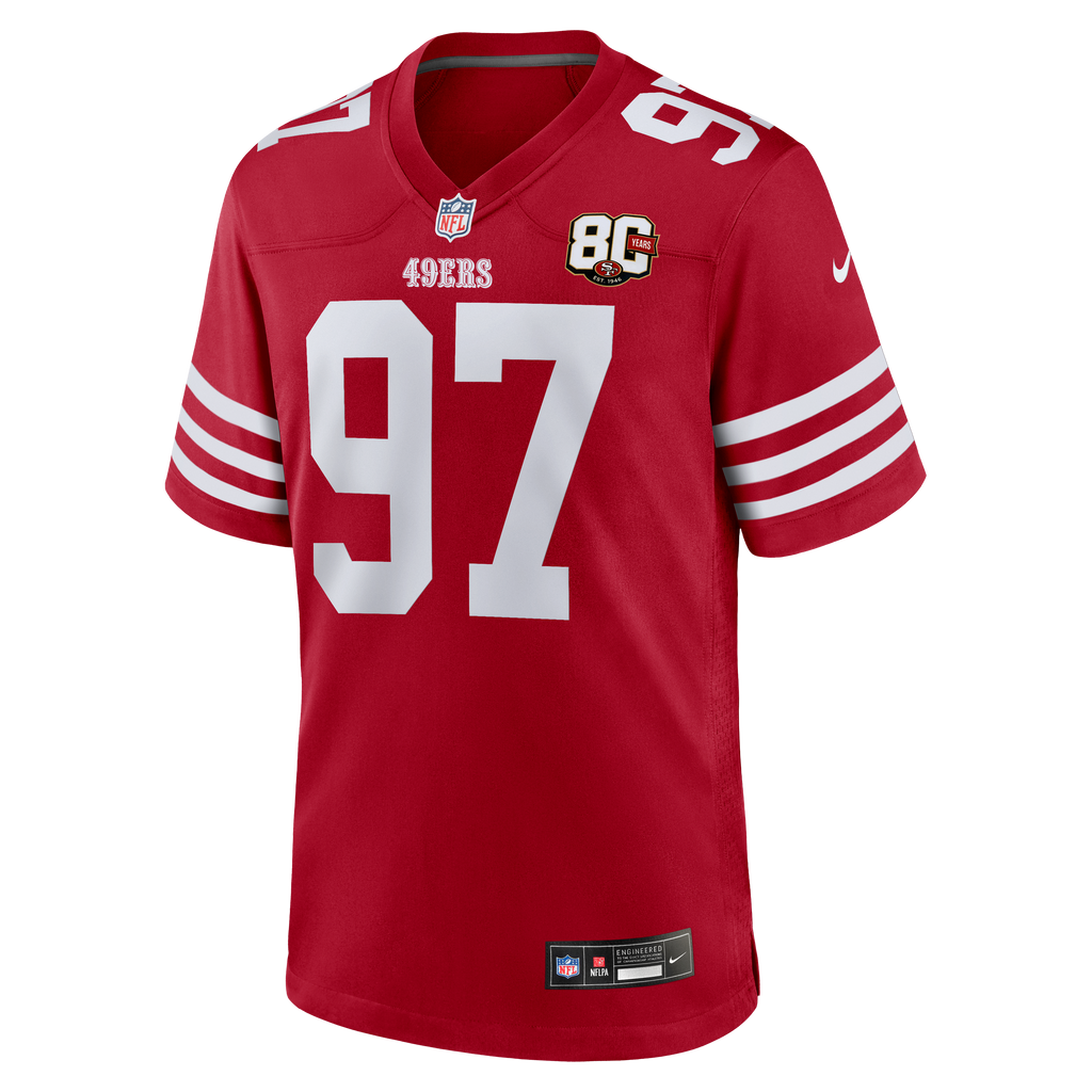 Men's San Francisco 49Ers Nick Bosa Nike Scarlet 80Th Anniversary Game Jersey