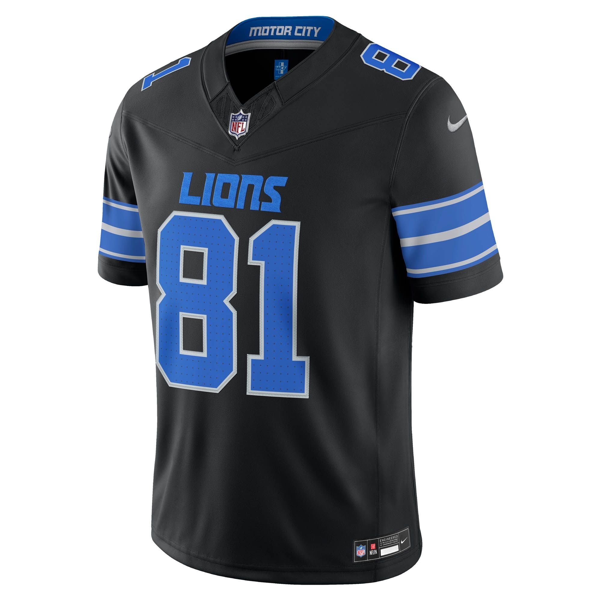 Men's Detroit Lions Calvin Johnson Nike Black Alternate Vapor Fuse Stitched Retired Limited Jersey