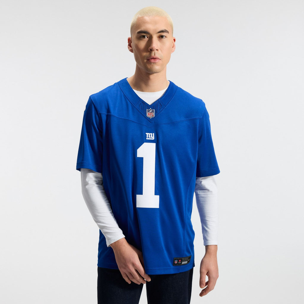 Men's New York Giants Malik Nabers Nike Royal Team Vapor Fuse Stitched Limited Jersey