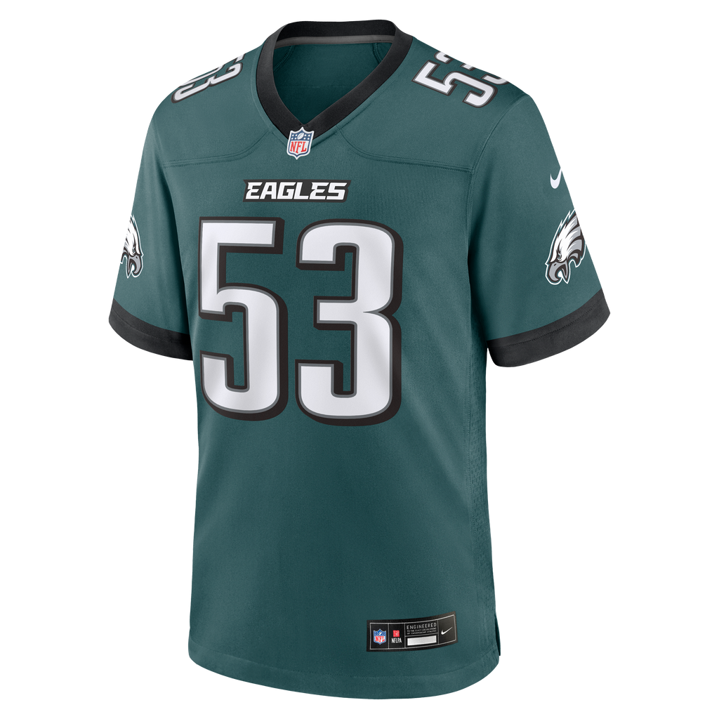Men's Philadelphia Eagles Zack Baun Nike Midnight Green Team Game Jersey