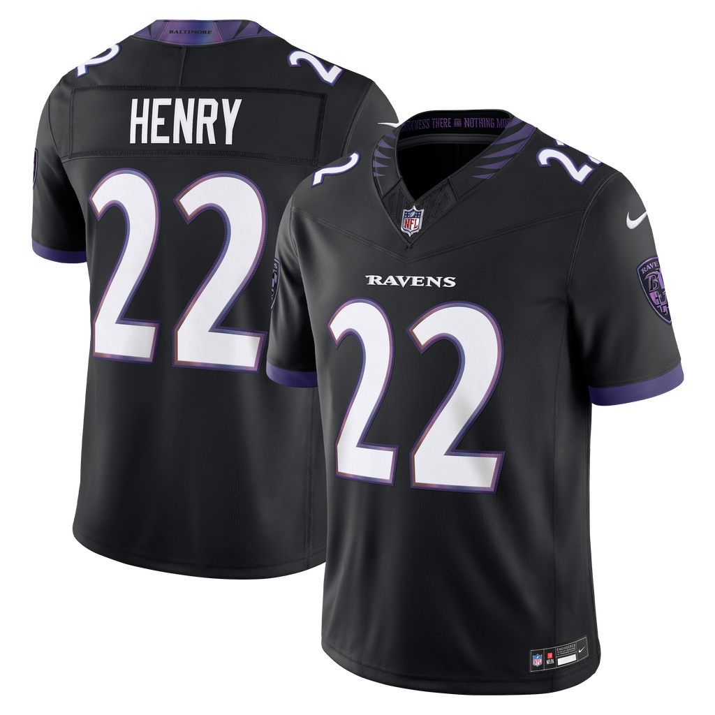 Men's Baltimore Ravens Derrick Henry Nike Black Alternate Alternate Vapor Fuse Stitched Limited Jersey