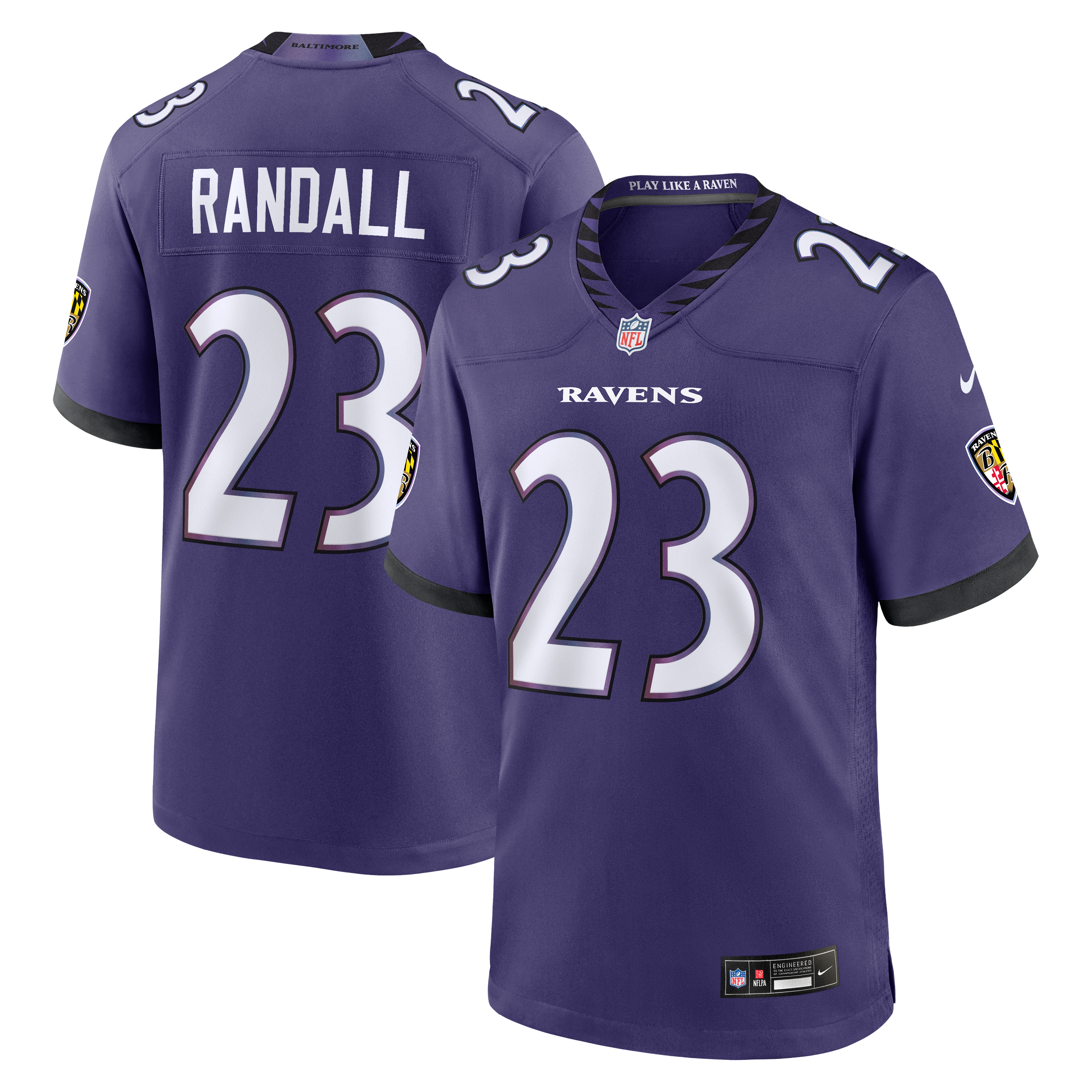 Men's Baltimore Ravens Adam Randall Nike Purple Team Game Jersey