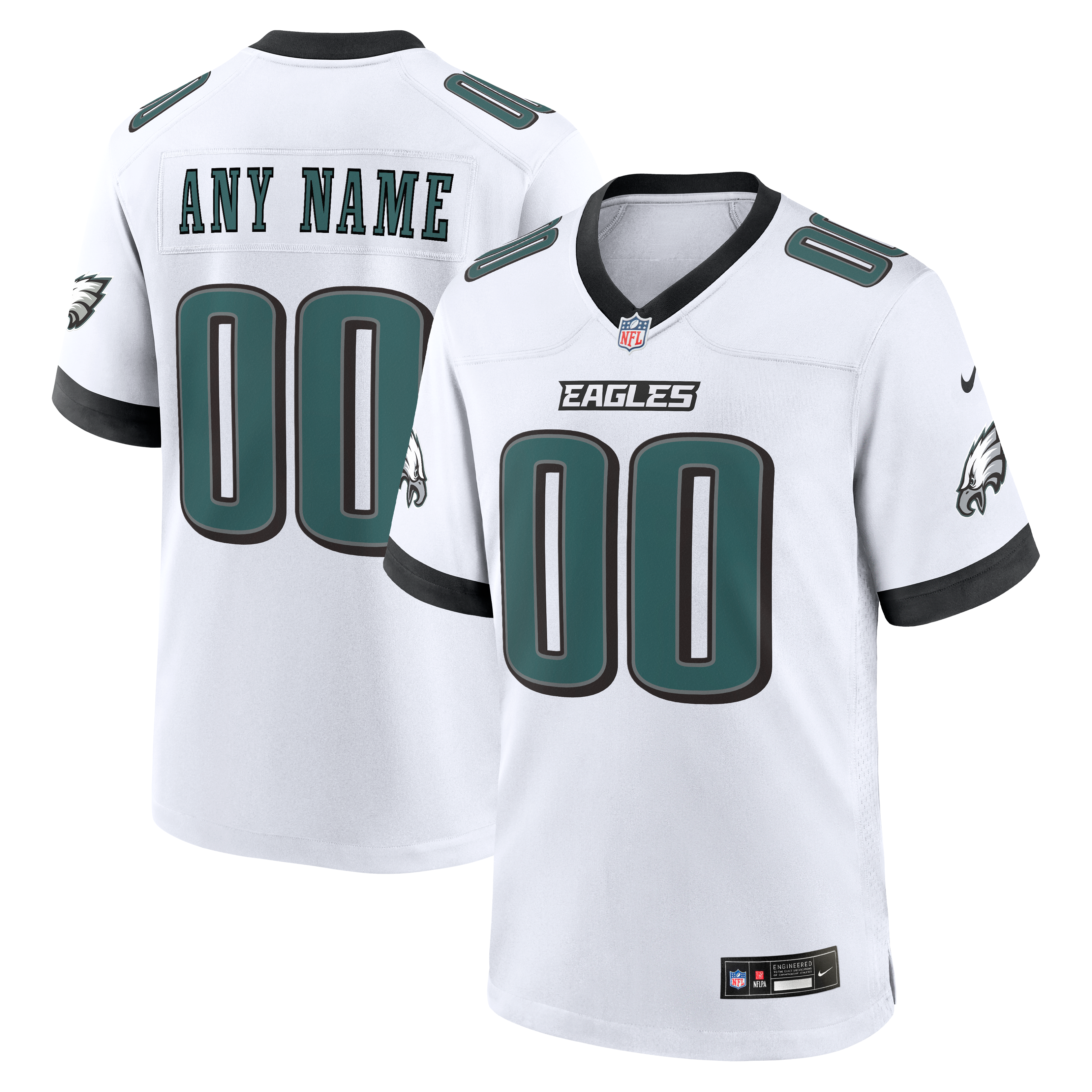 Men's Philadelphia Eagles Nike White White Custom Game Jersey