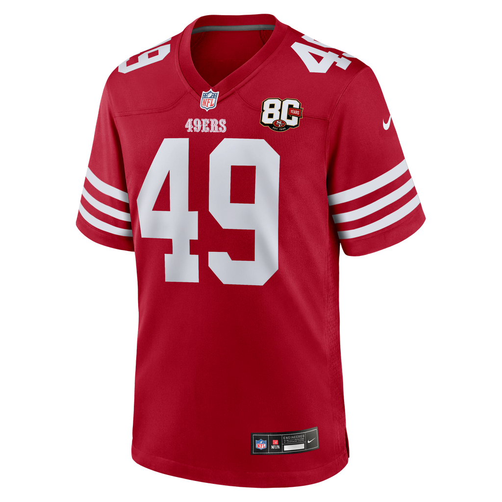 Men's San Francisco 49Ers The Faithful Nike Scarlet 80Th Anniversary Game Jersey