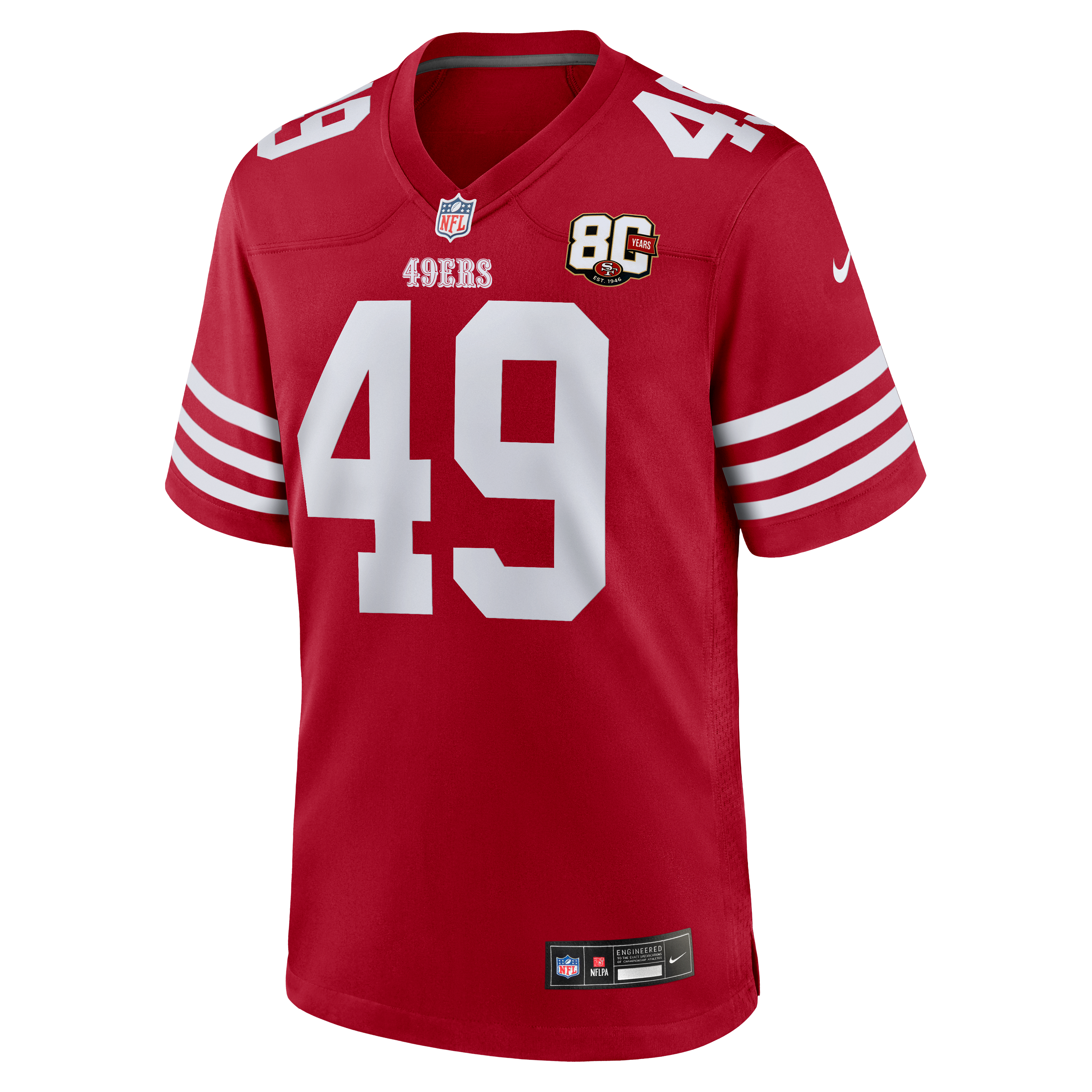 Men's San Francisco 49Ers The Faithful Nike Scarlet 80Th Anniversary Game Jersey