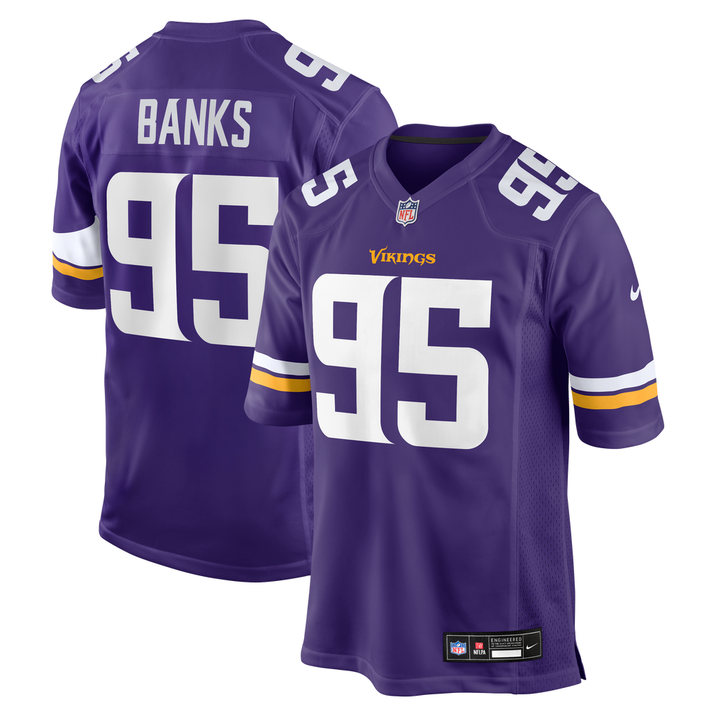 Men's Minnesota Vikings Caleb Banks Nike Purple 2026 Nfl Draft First Round Pick No 18 Team Game Jersey