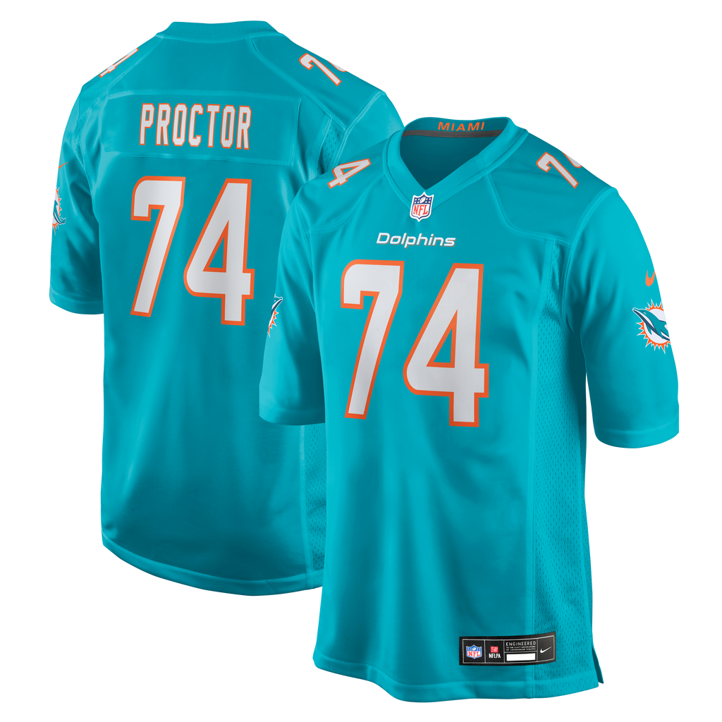Men's Miami Dolphins Kayden Proctor Nike Aqua 2026 Nfl Draft First Round Pick No 12 Team Game Jersey