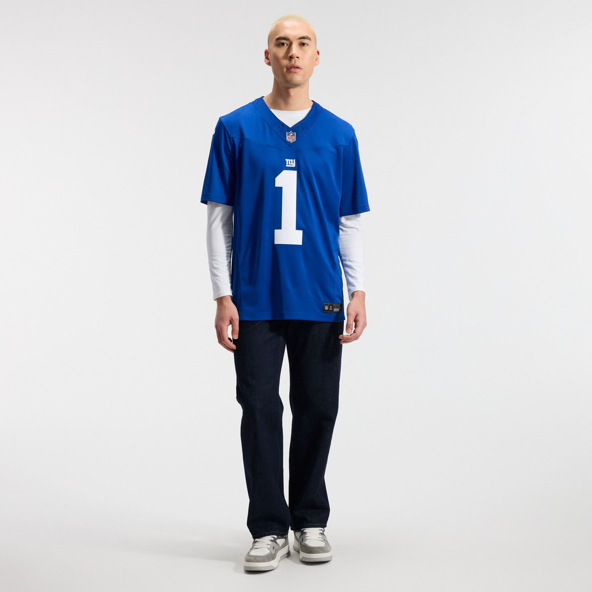 Men's New York Giants Malik Nabers Nike Royal Team Vapor Fuse Stitched Limited Jersey