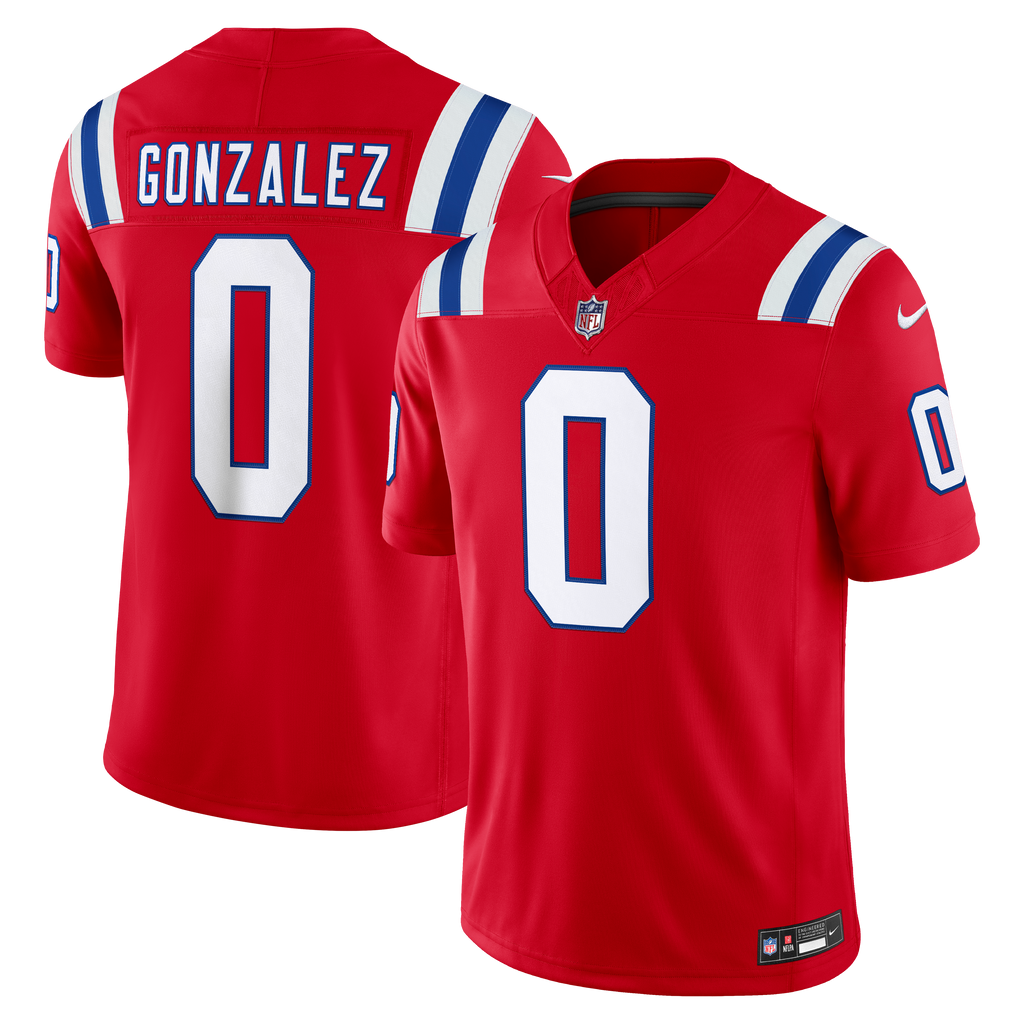 Men's New England Patriots Christian Gonzalez Nike Red Alternate Vapor Fuse Stitched Limited Jersey