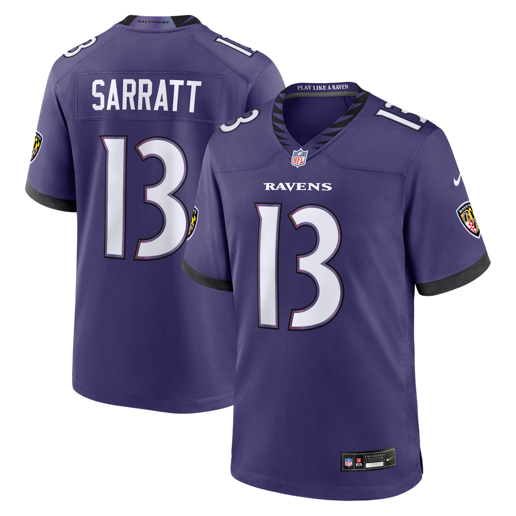 Men's Baltimore Ravens Elijah Sarratt Nike Purple Team Game Jersey
