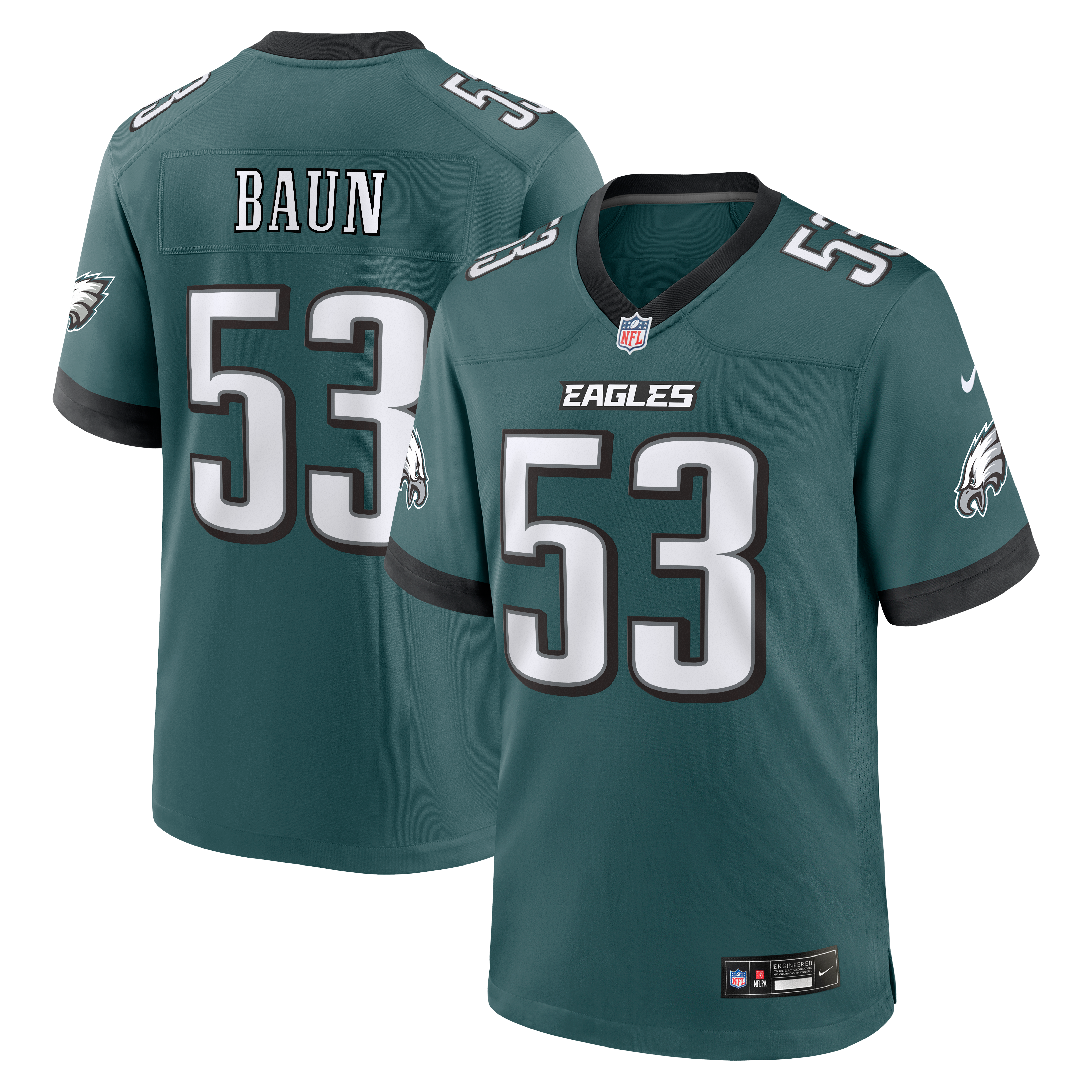 Men's Philadelphia Eagles Zack Baun Nike Midnight Green Team Game Jersey
