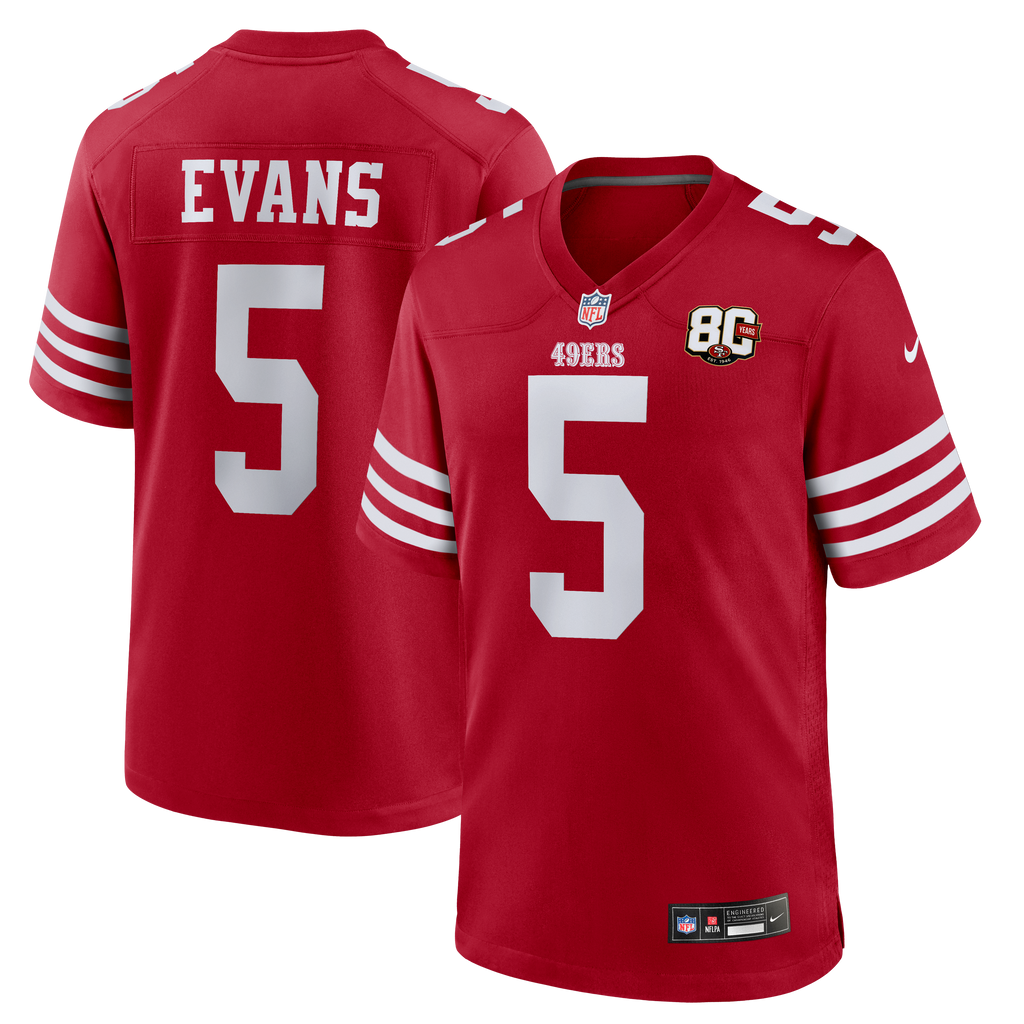 Men's San Francisco 49Ers Mike Evans Nike Scarlet 80Th Anniversary Game Jersey