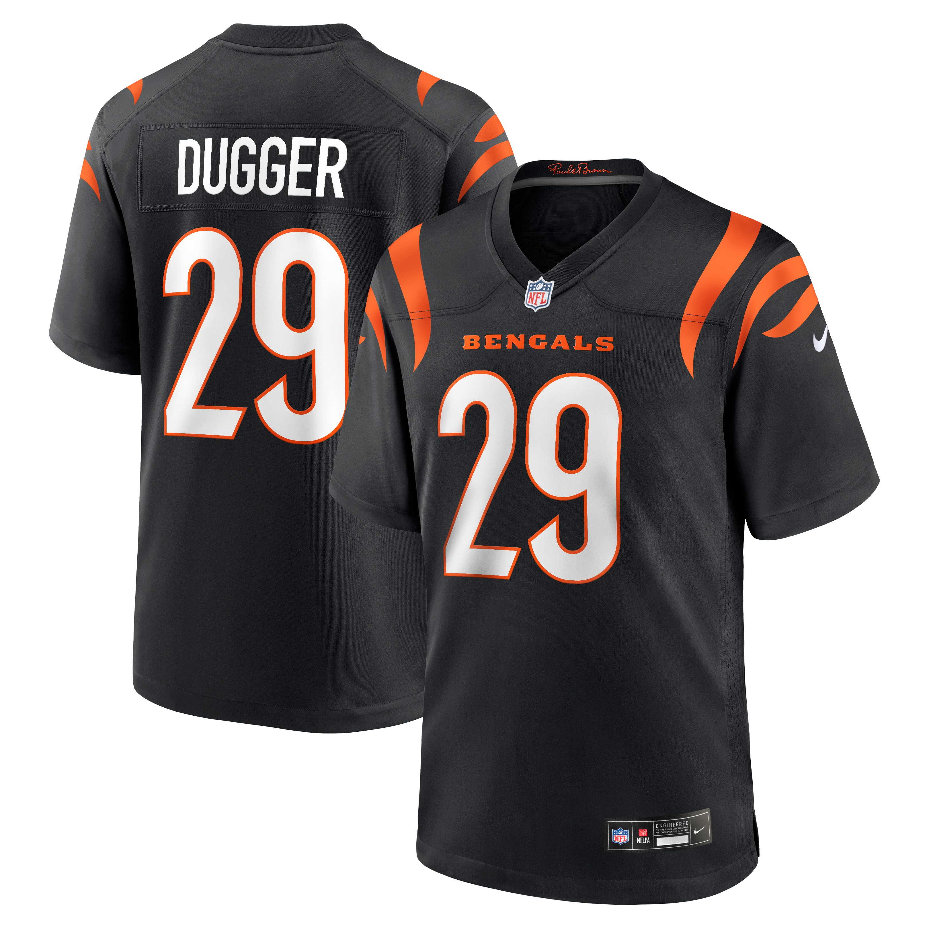 Men's Cincinnati Bengals Kyle Dugger Nike Black Team Game Jersey