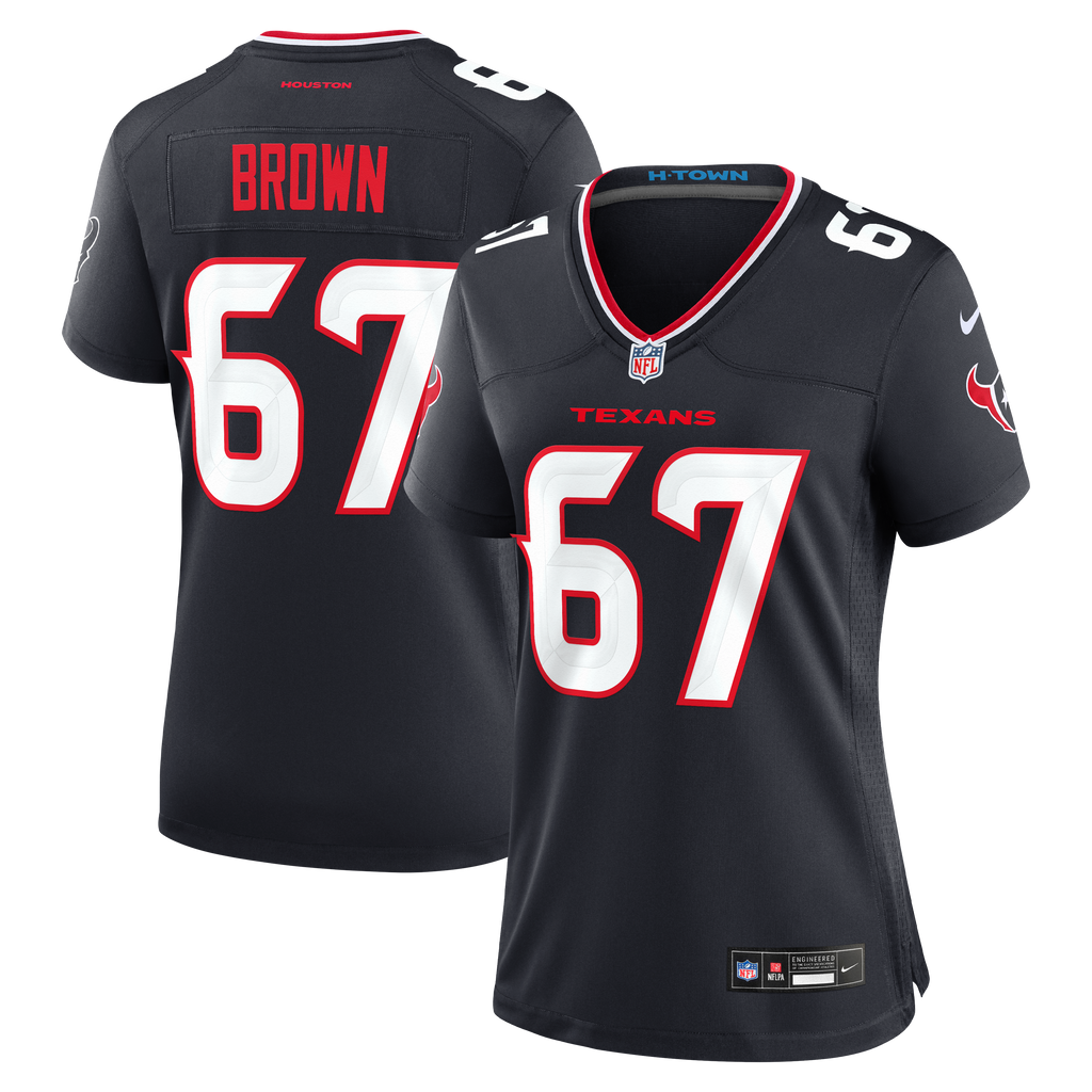 Women's Houston Texans Evan Brown Nike Navy Team Game Jersey