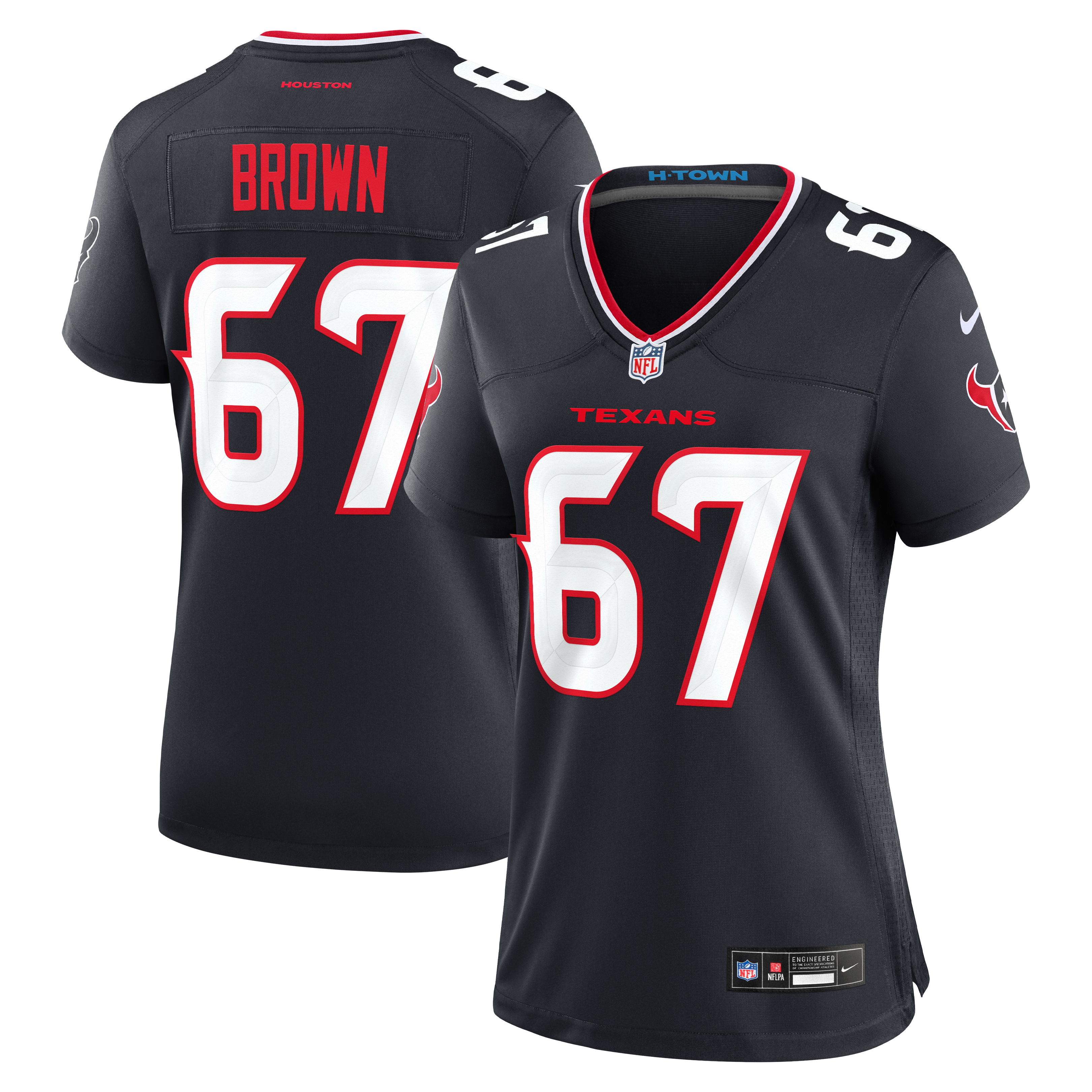 Women's Houston Texans Evan Brown Nike Navy Team Game Jersey