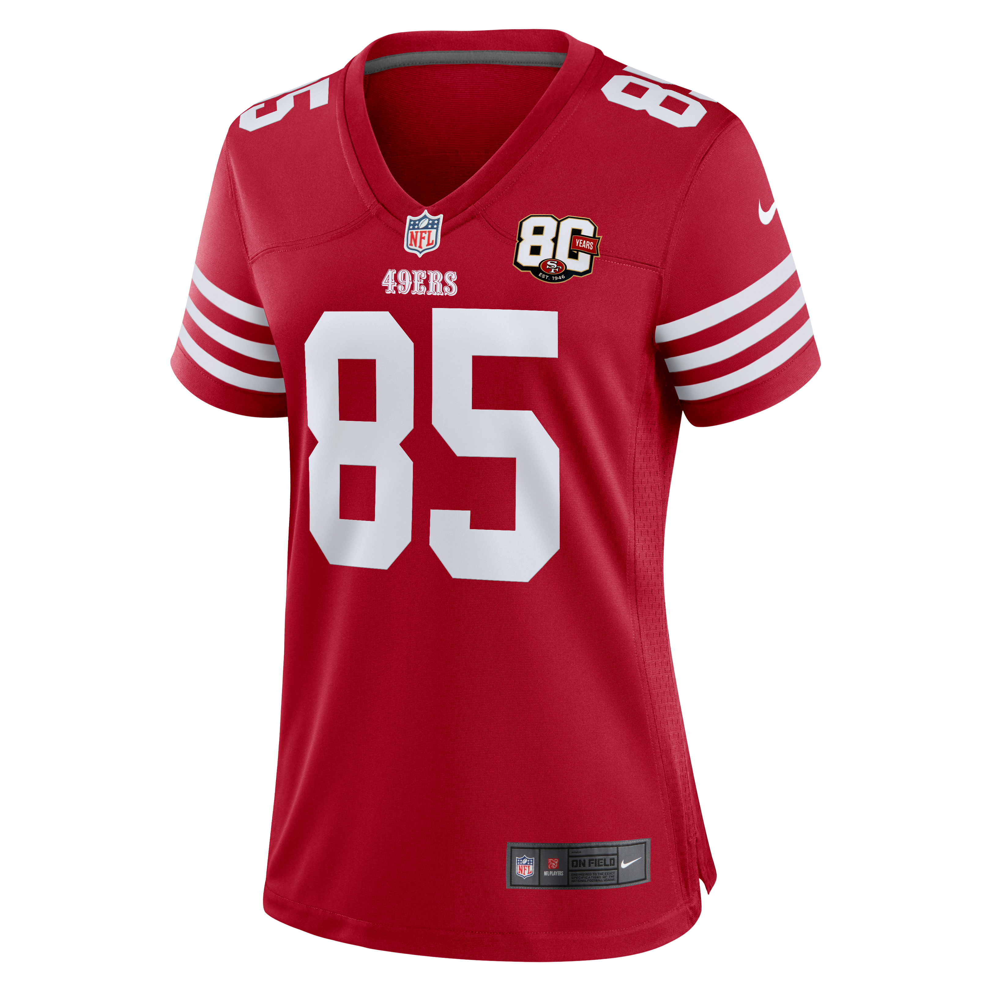 Women's San Francisco 49Ers George Kittle Nike Scarlet 80Th Anniversary Game Jersey