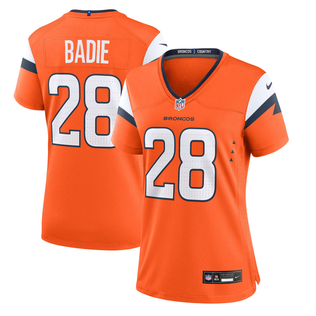 Women's Denver Broncos Tyler Badie Nike Orange Team Game Jersey