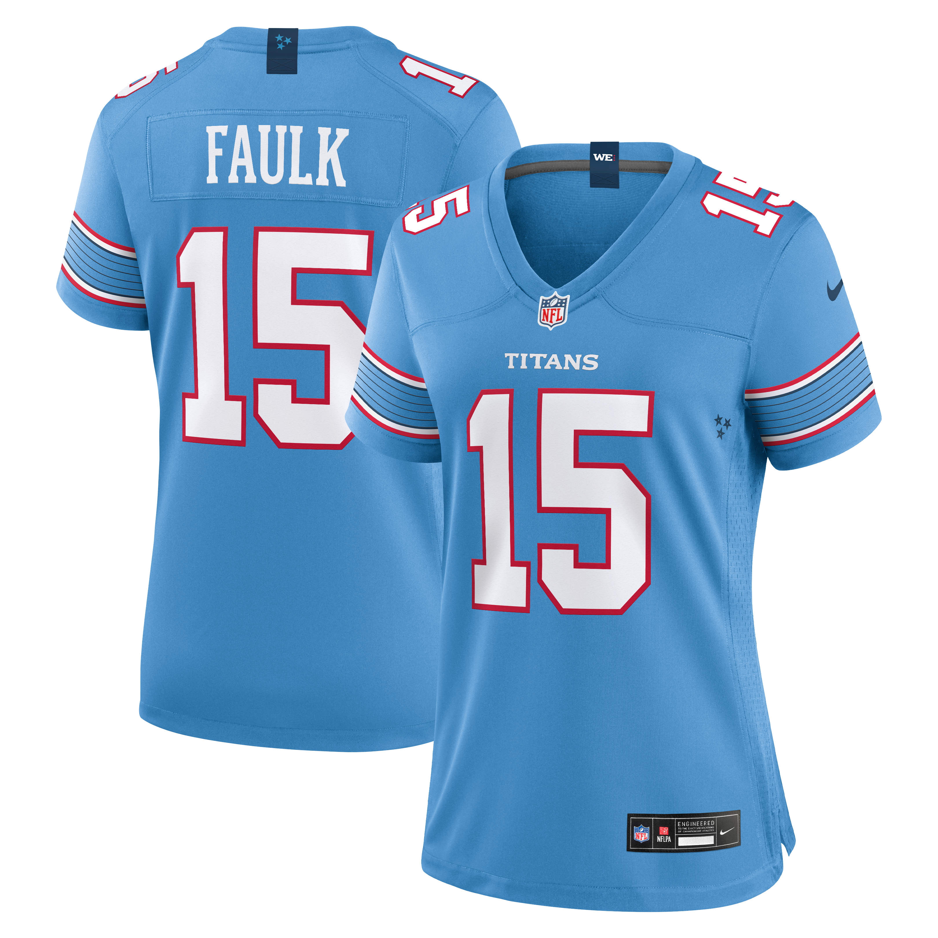 Women's Tennessee Titans Keldric Faulk Nike Light Blue Team Game Jersey